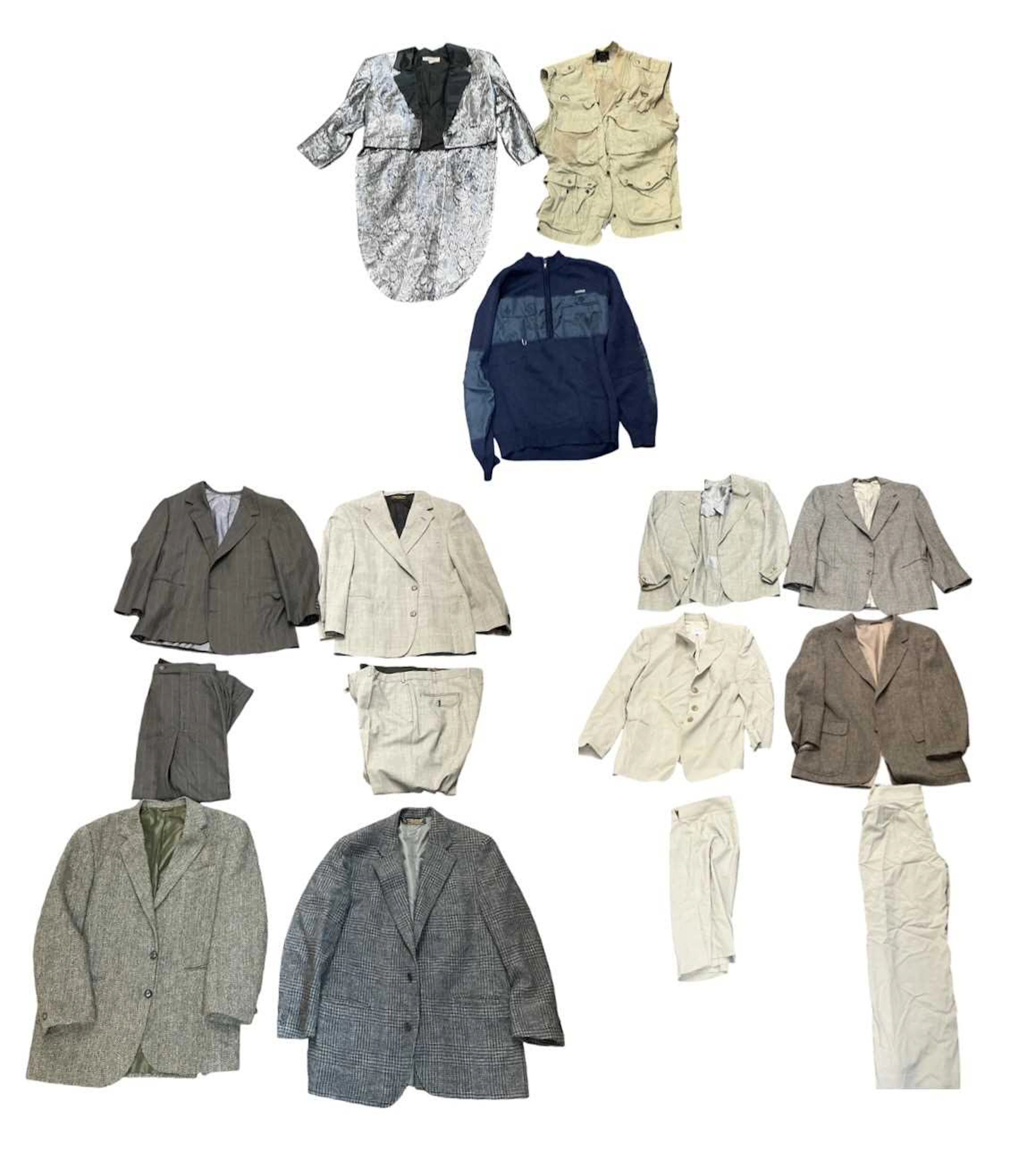 Five assorted suit jackets and three suits