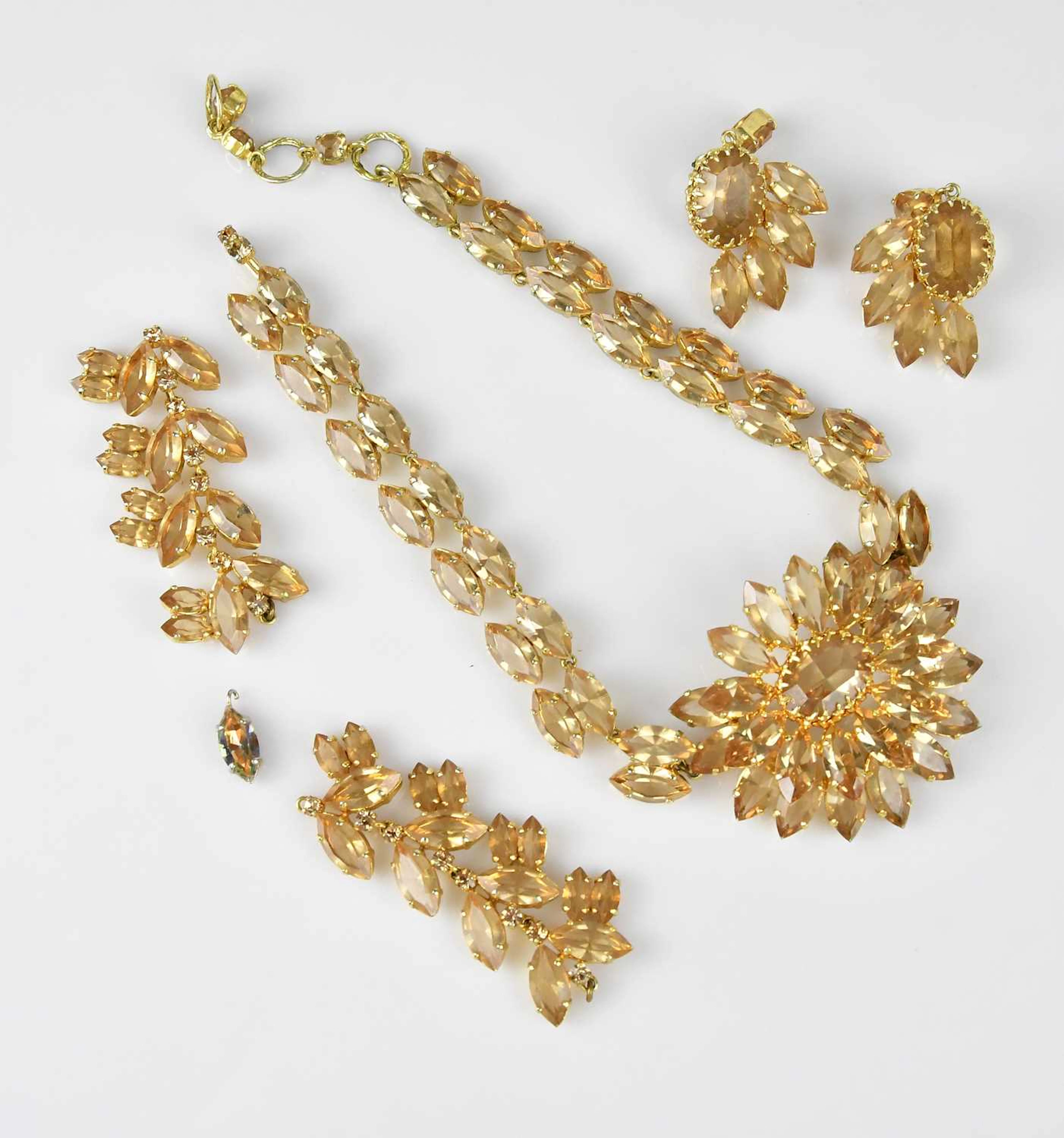 CHRISTIAN DIOR; a c1960 gold tone and champagne crystal...