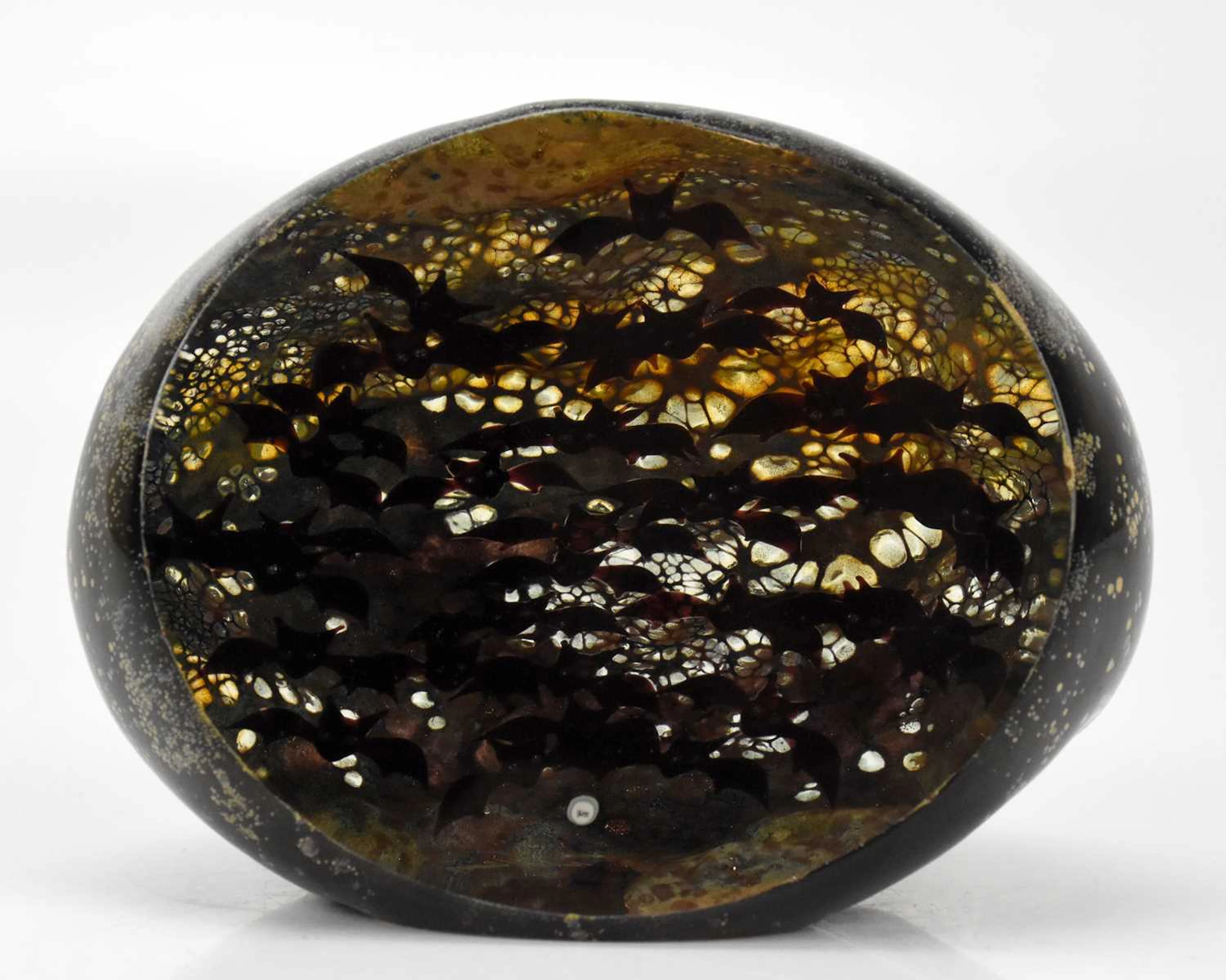 WILLIAM MANSON; a rare unique paperweight formed as a crystal encased with bats