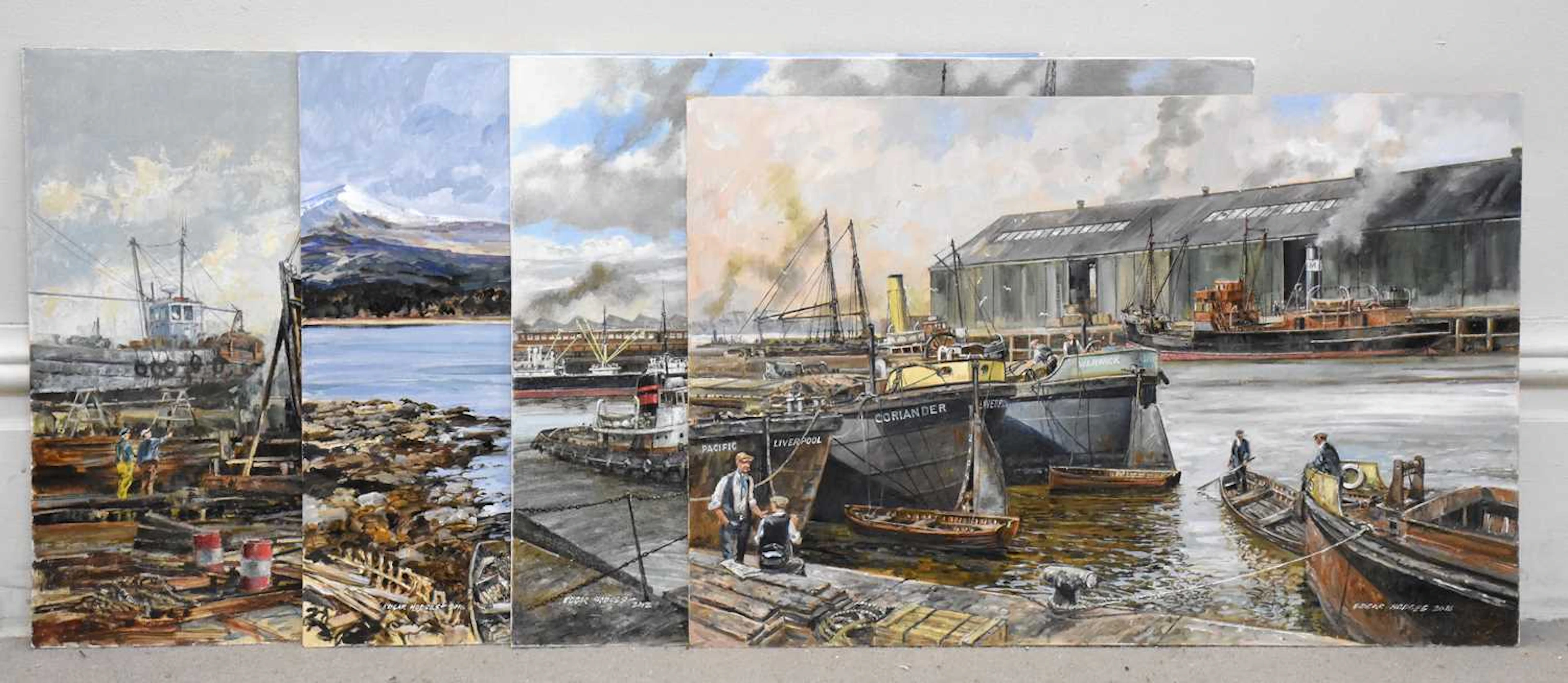 EDGAR HODGES (1928-2025); four oils on board