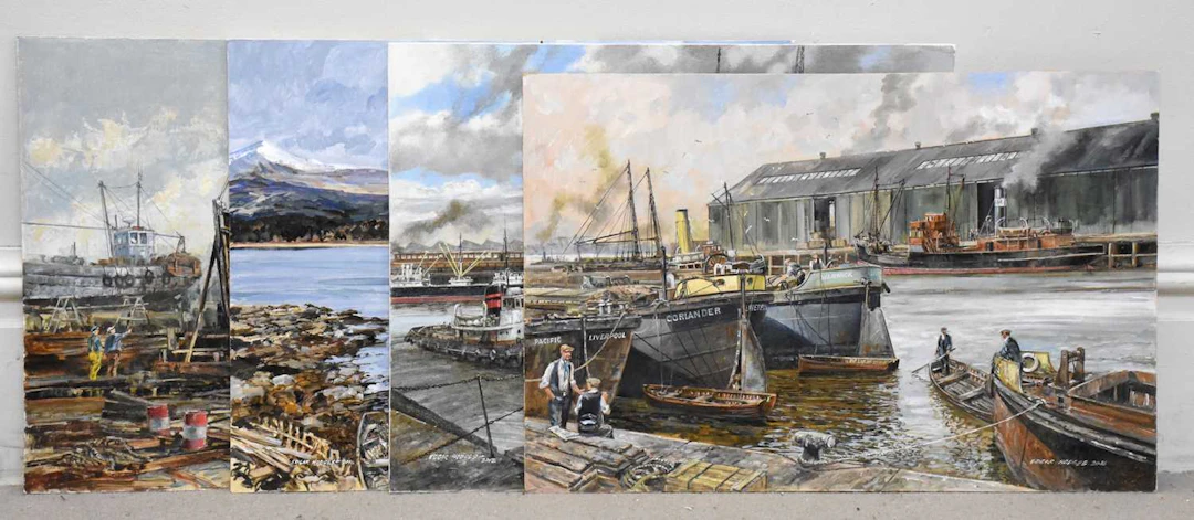 EDGAR HODGES (1928-2025); four oils on board