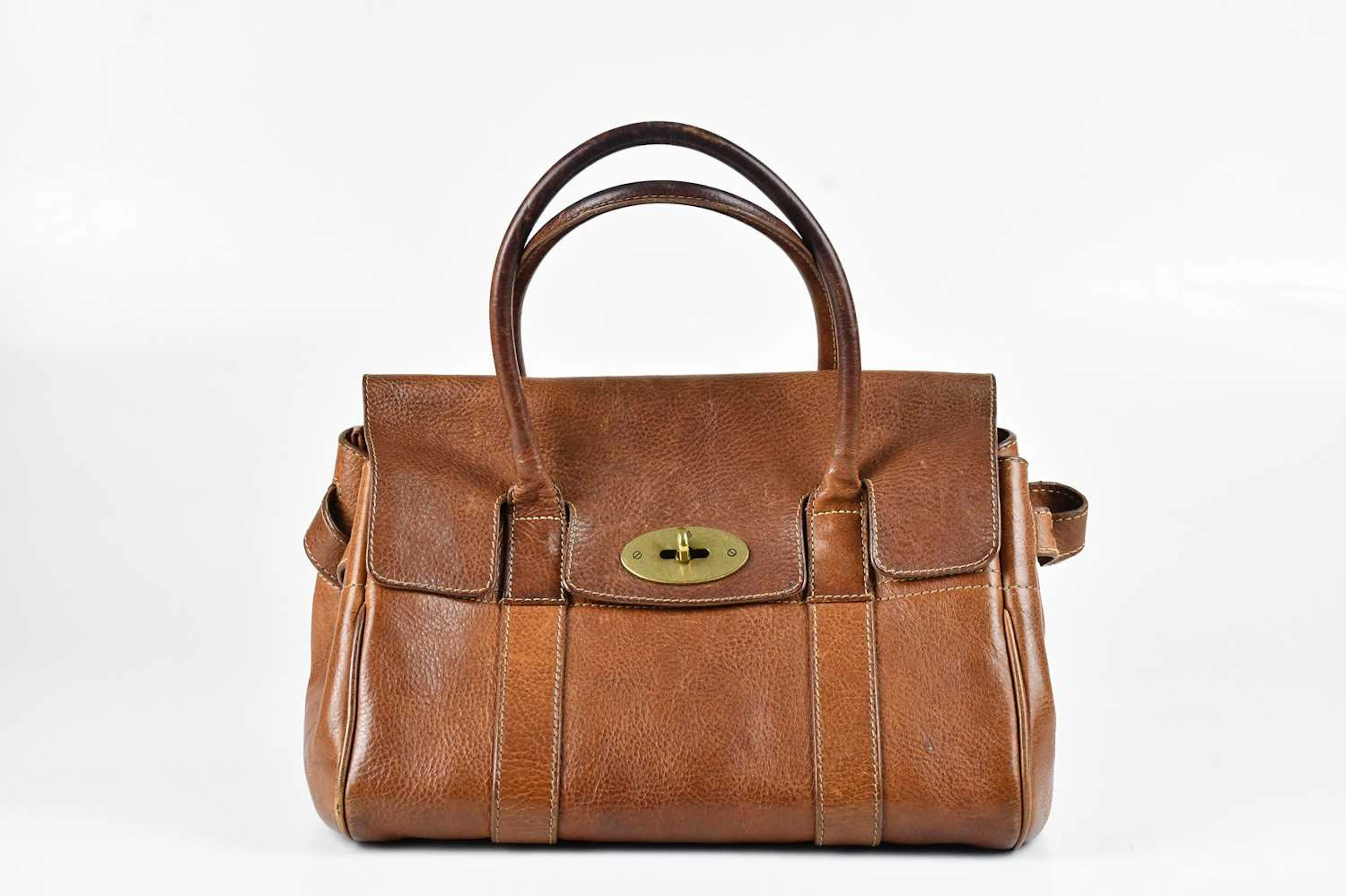 MULBERRY; a Darwin tanned grained leather small Bayswater handbag