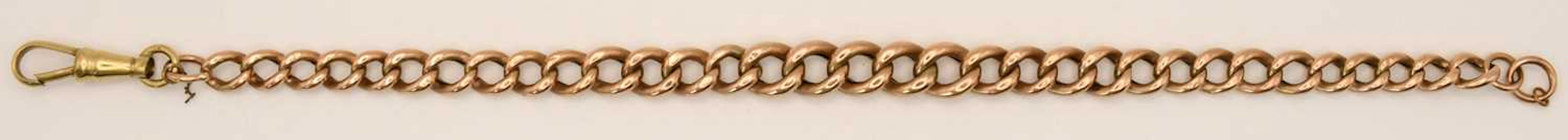 A 9ct rose gold belcher link bracelet