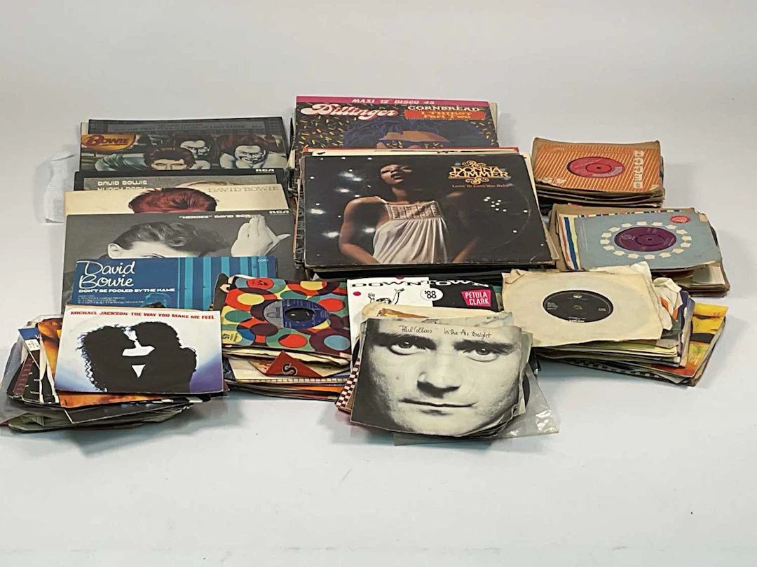 A quantity of LPs and 45s