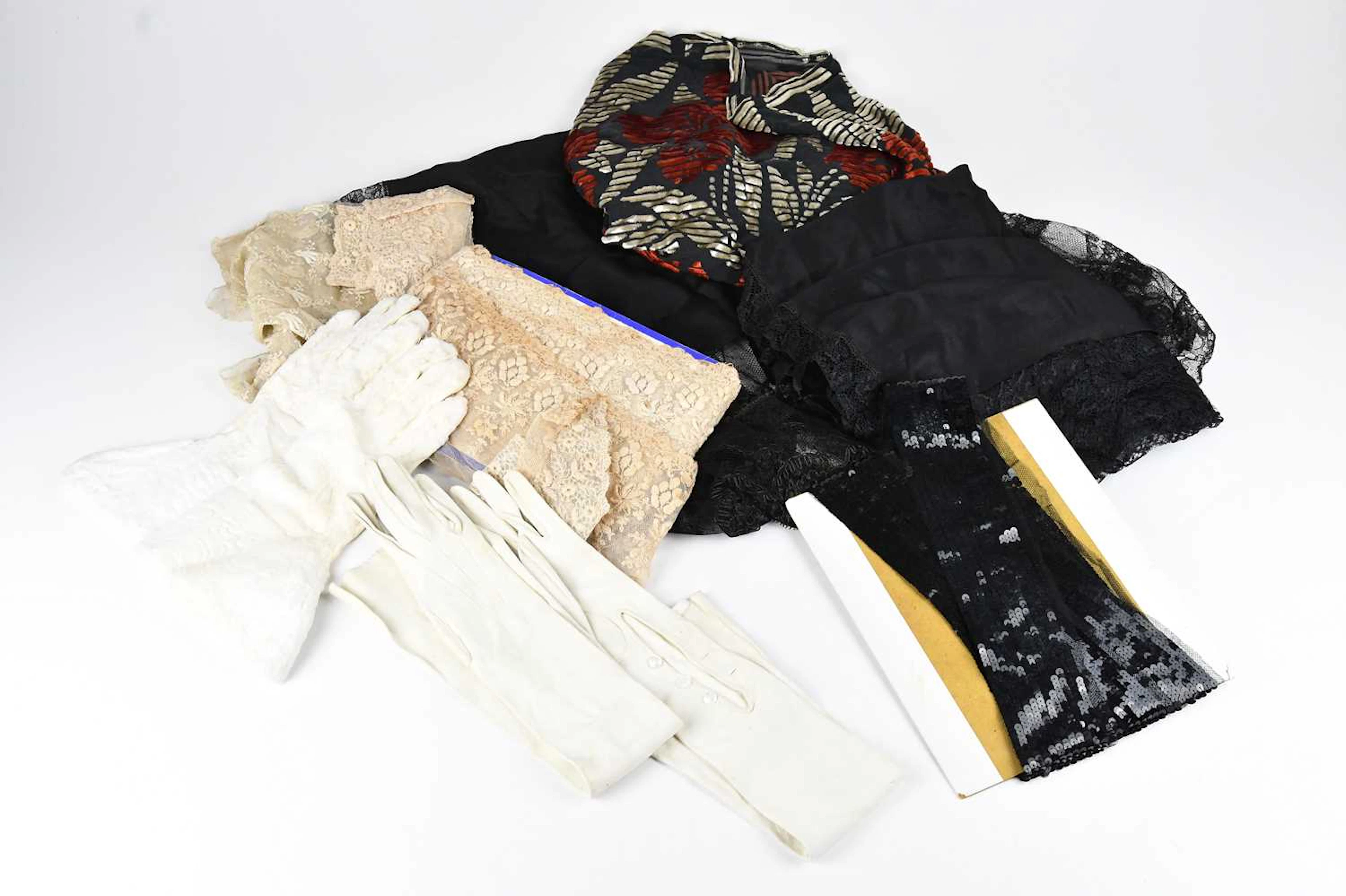 Two original 1930s black silk and lace underslips