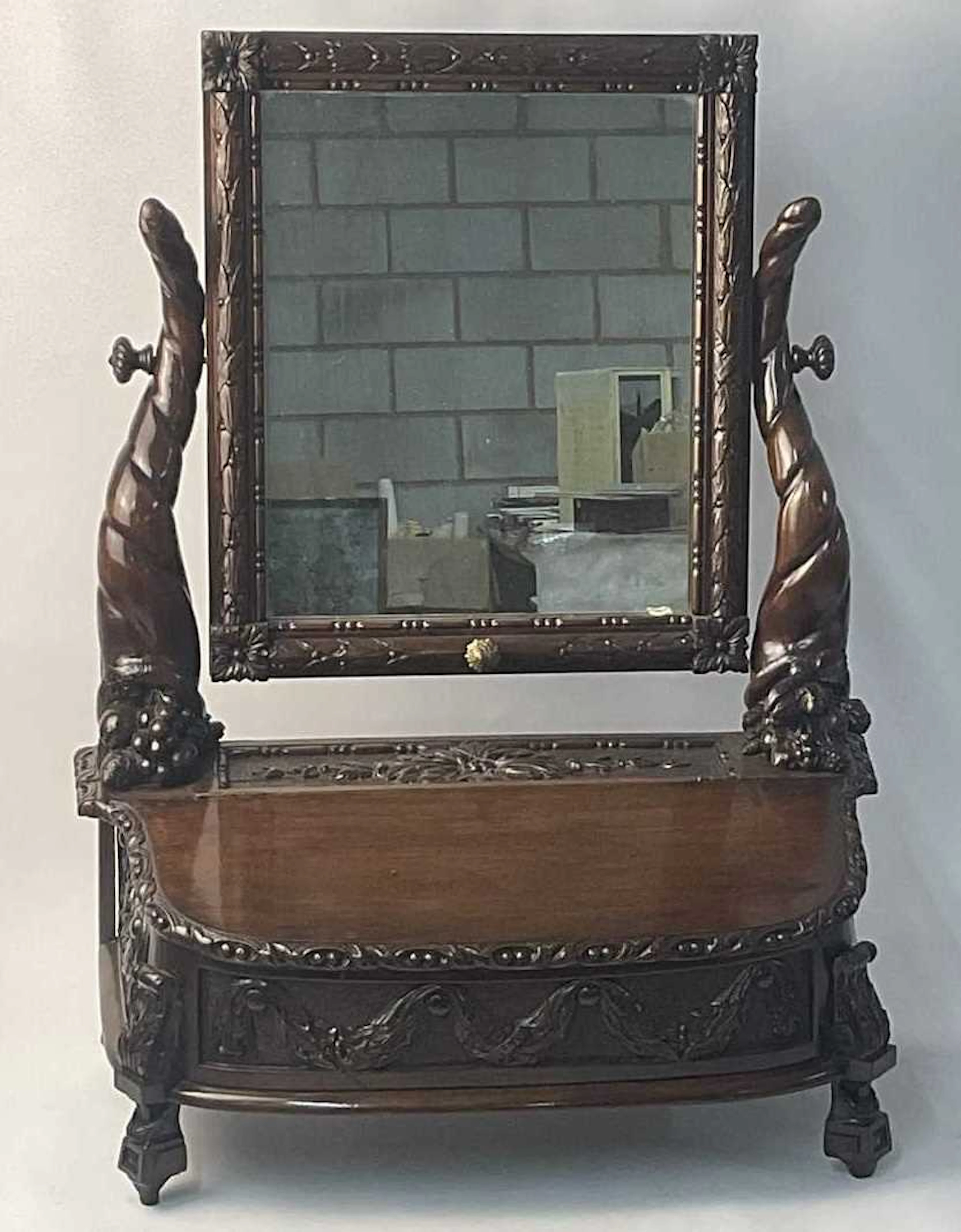 A 19th century Anglo-Dutch mahogany table top swing mirror
