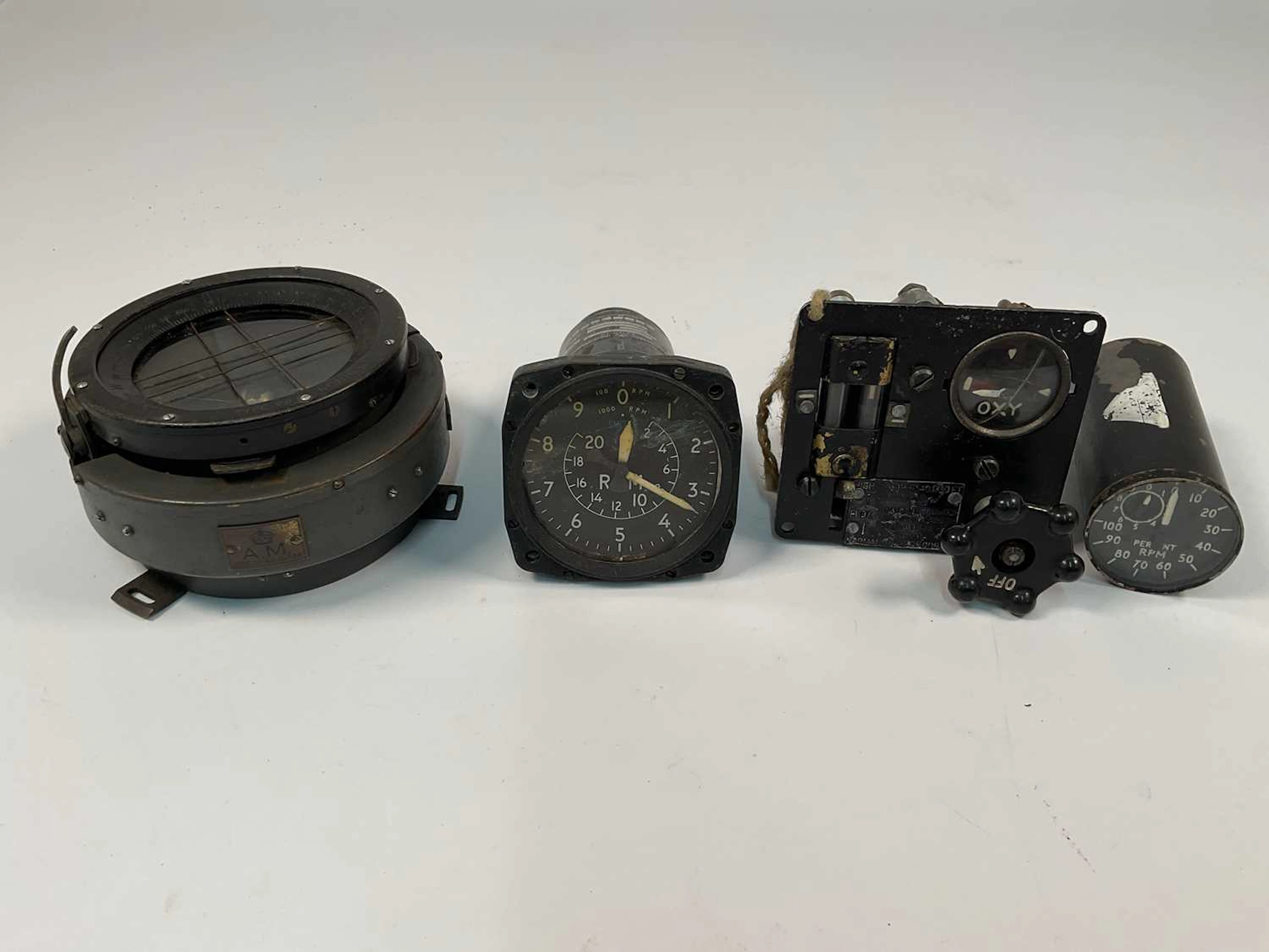 Four Air Ministry cockpit gauges