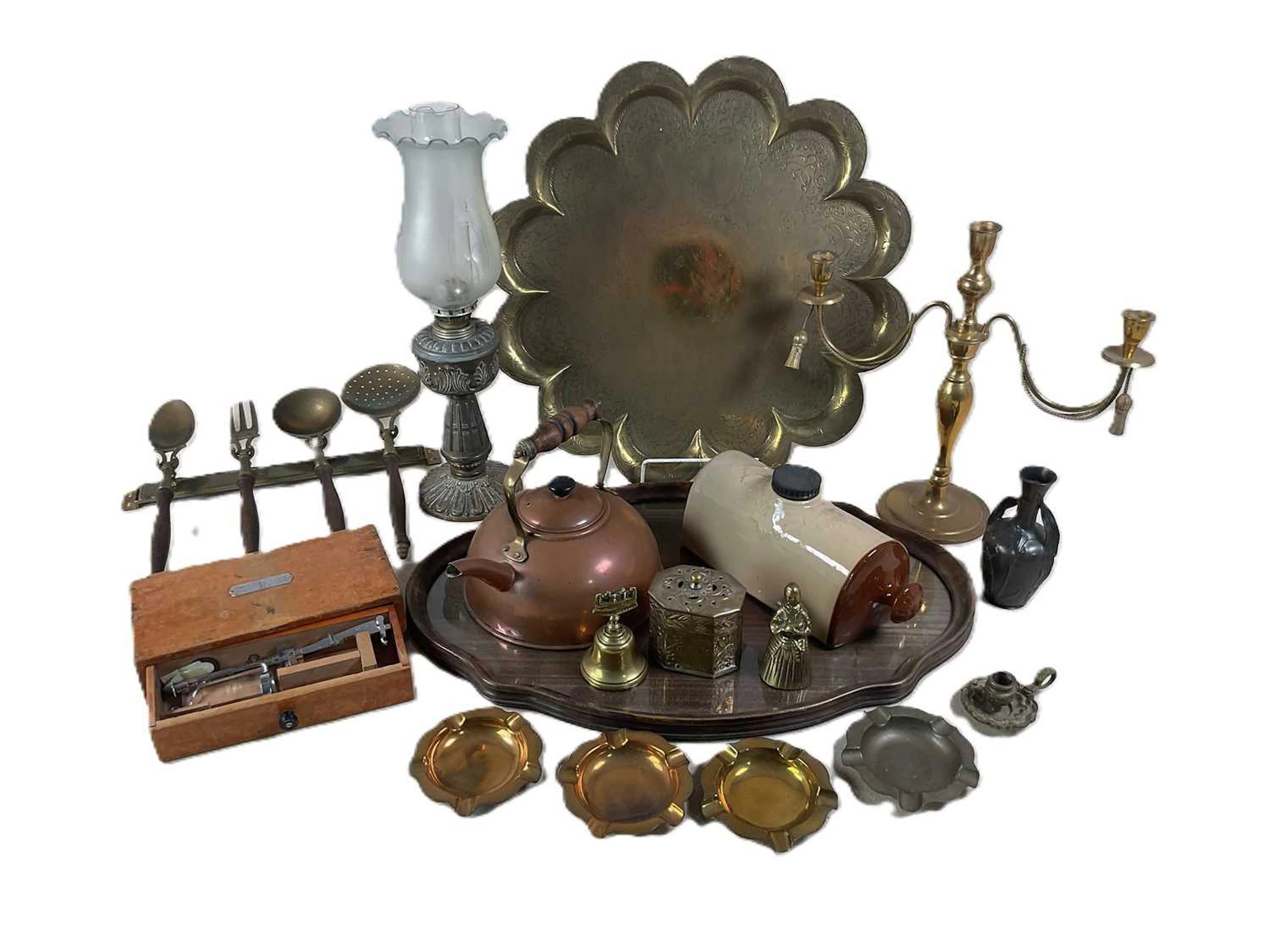 A collection of brass and copper