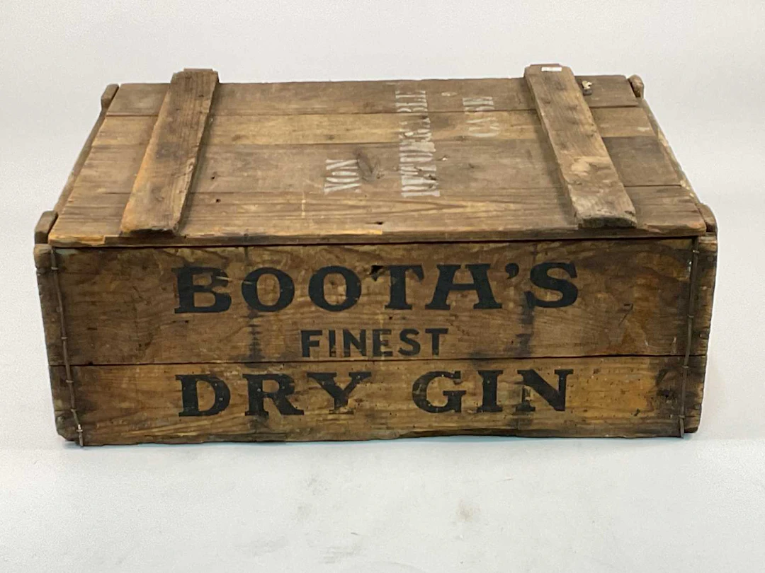 An early 20th century Booth's Finest Dry Gin packing crate