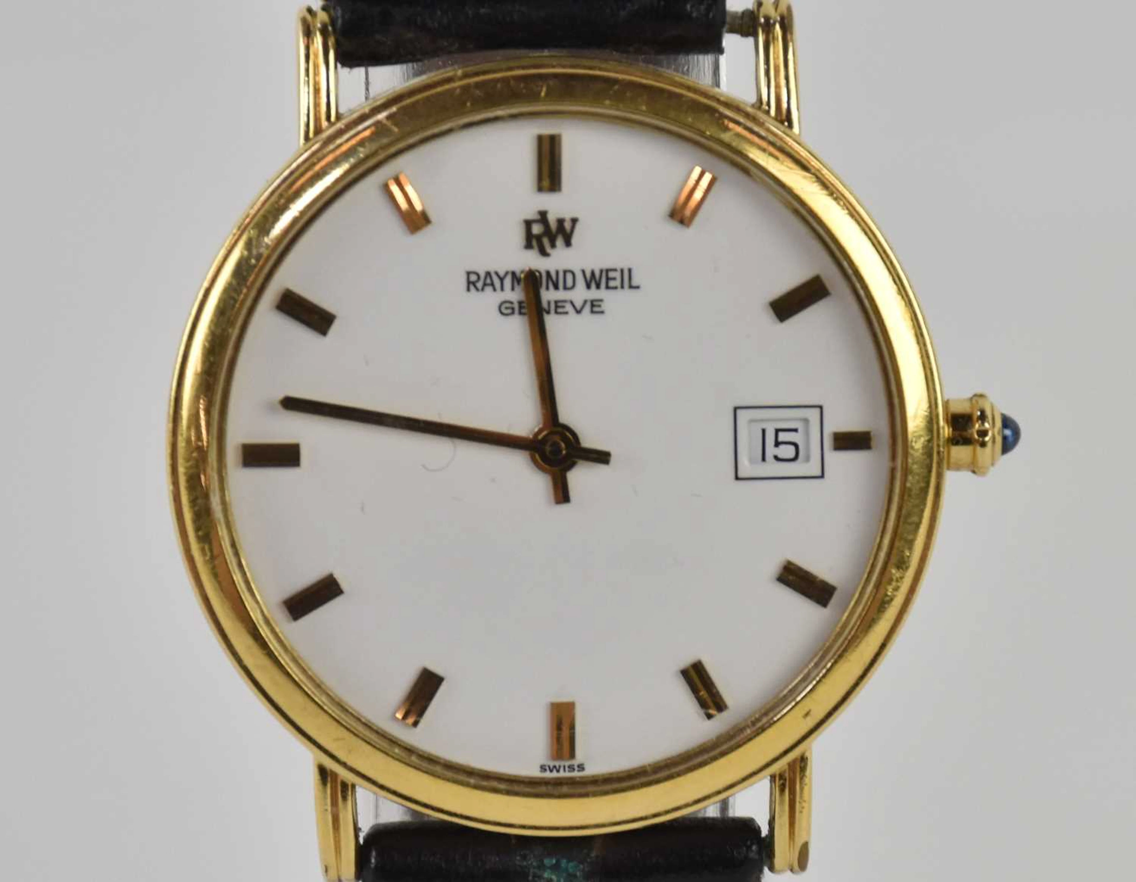RAYMOND WEIL; a gentleman's 18ct gold electroplated water...