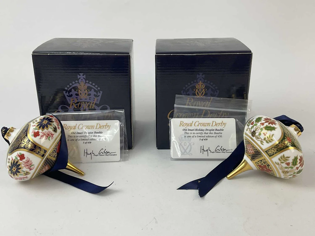 ROYAL CROWN DERBY; 'Old Imari Droplet Bauble' and 'Old...
