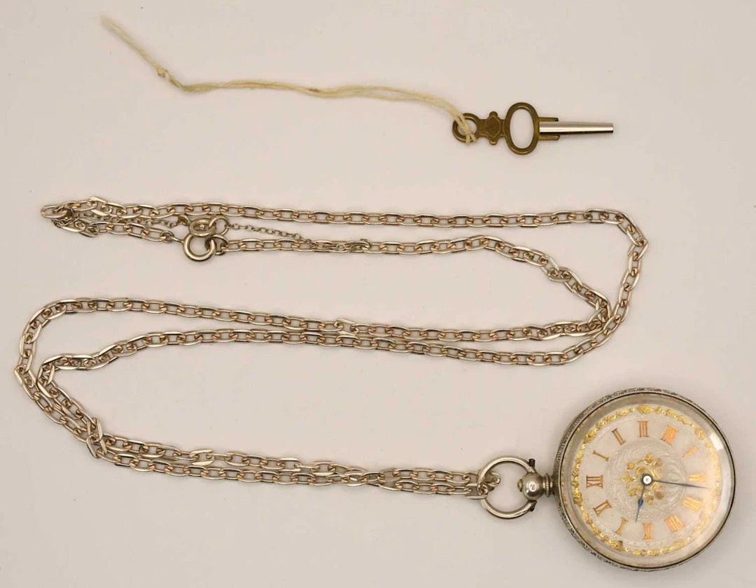A 935 grade silver Continental fob watch