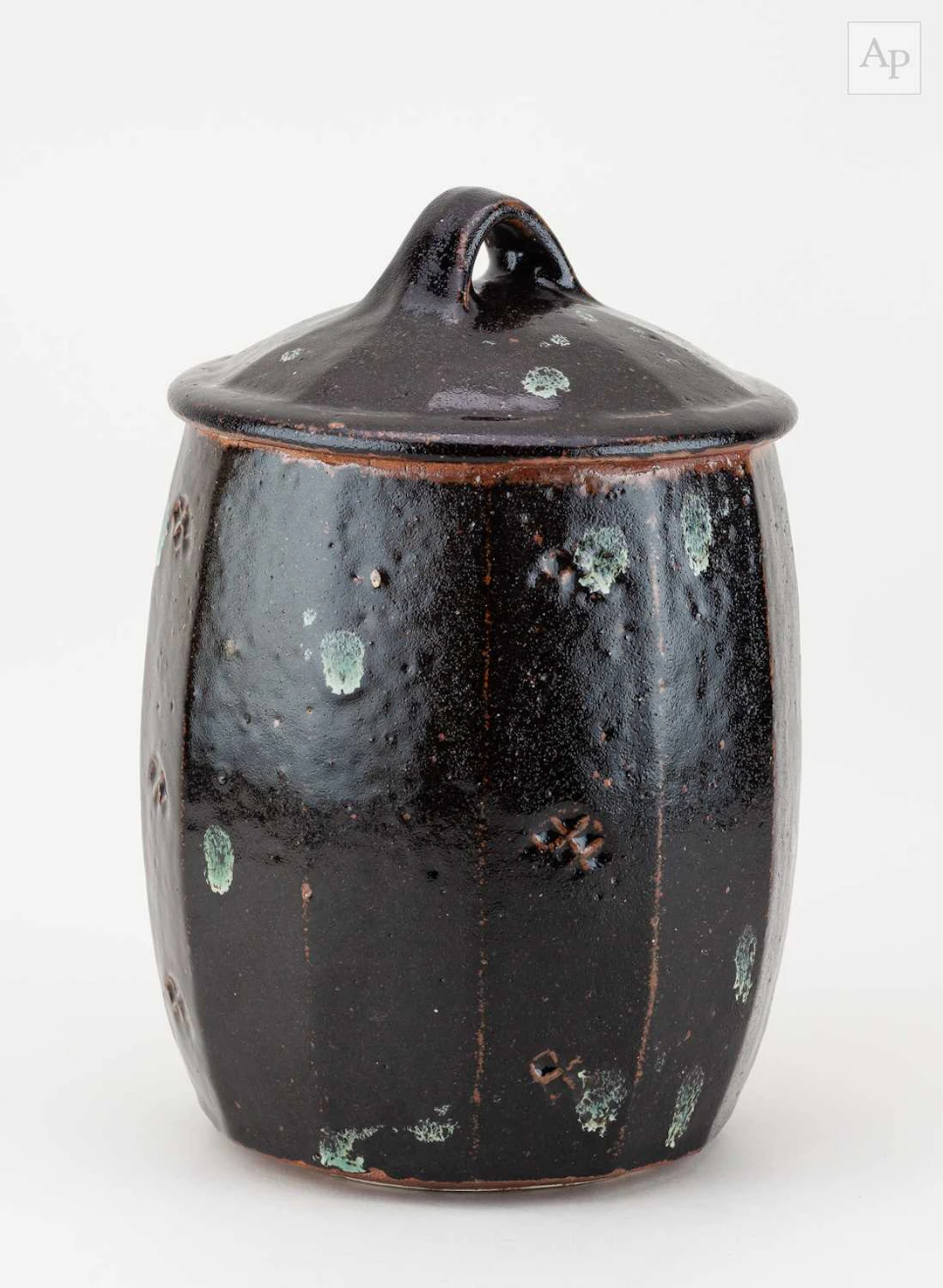 WILLIAM MARSHALL (1923-2007); a faceted stoneware jar and...