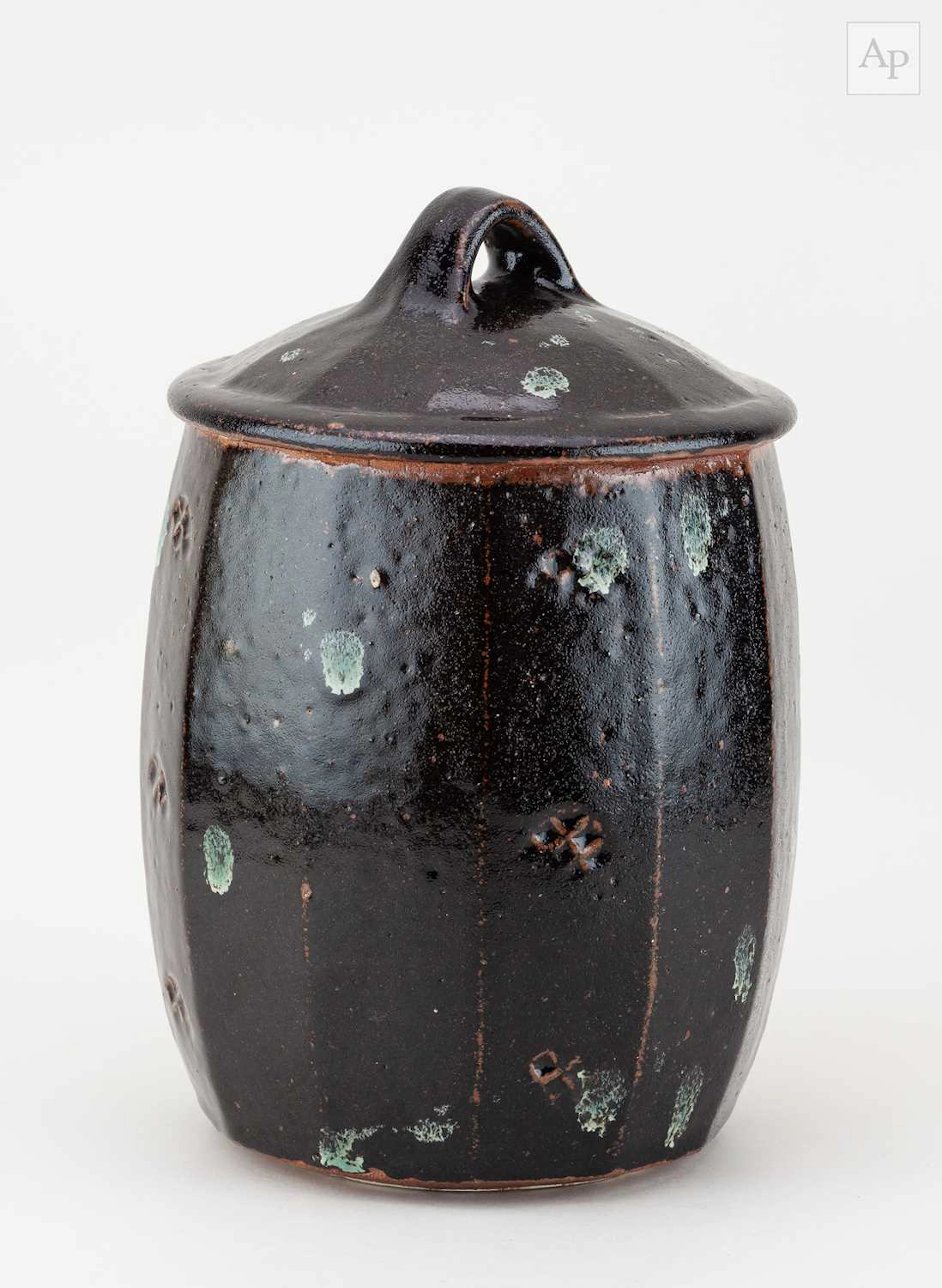 WILLIAM MARSHALL (1923-2007); a faceted stoneware jar and...