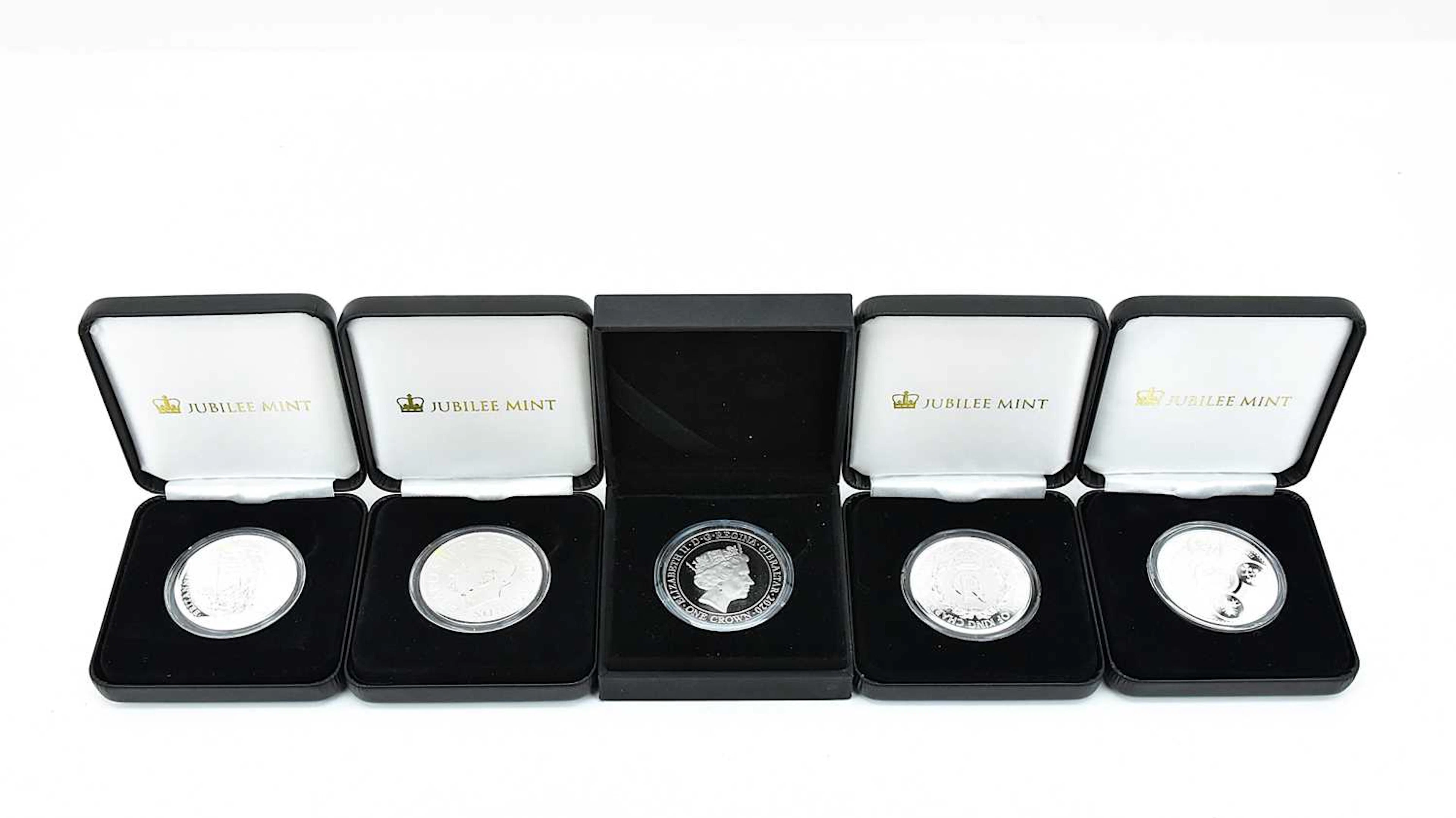 JUBILEE MINT; four 999 fine silver uncirculated crowns