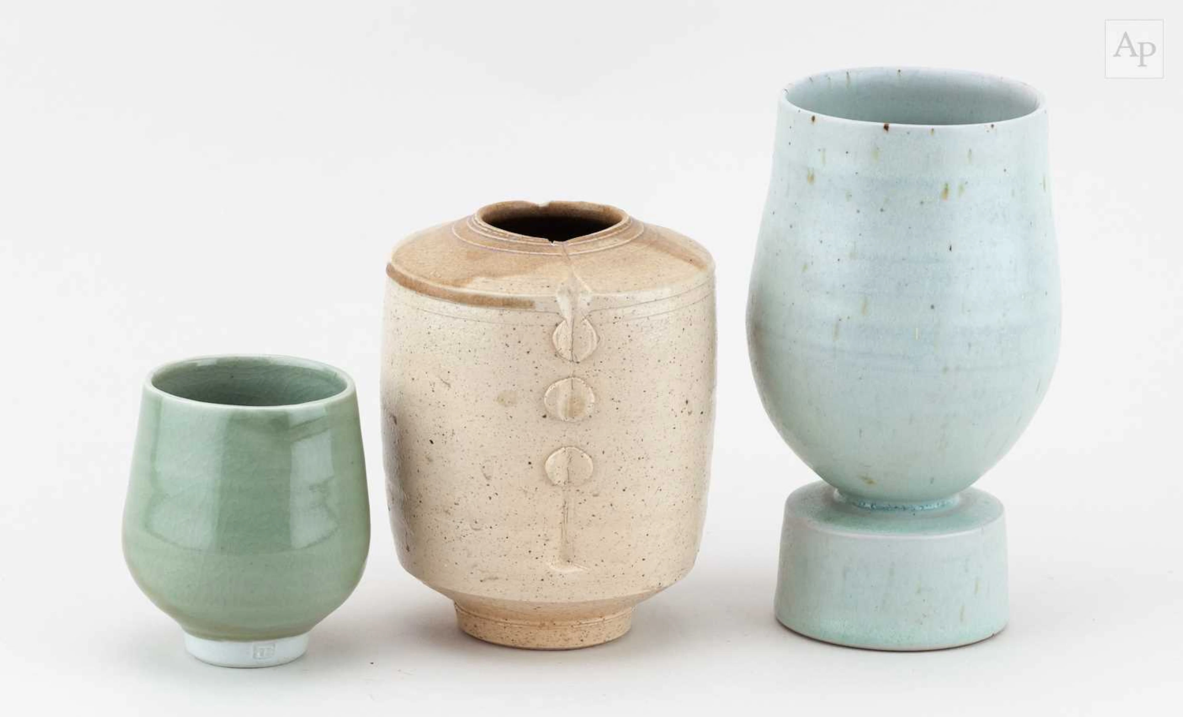 ARTHUR GRIFFITHS (1928-2016); a stoneware vessel on a...