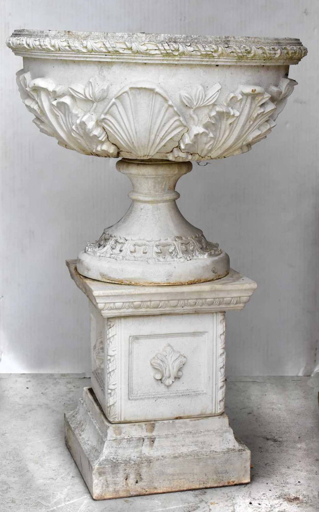 A classical style reconstituted garden urn