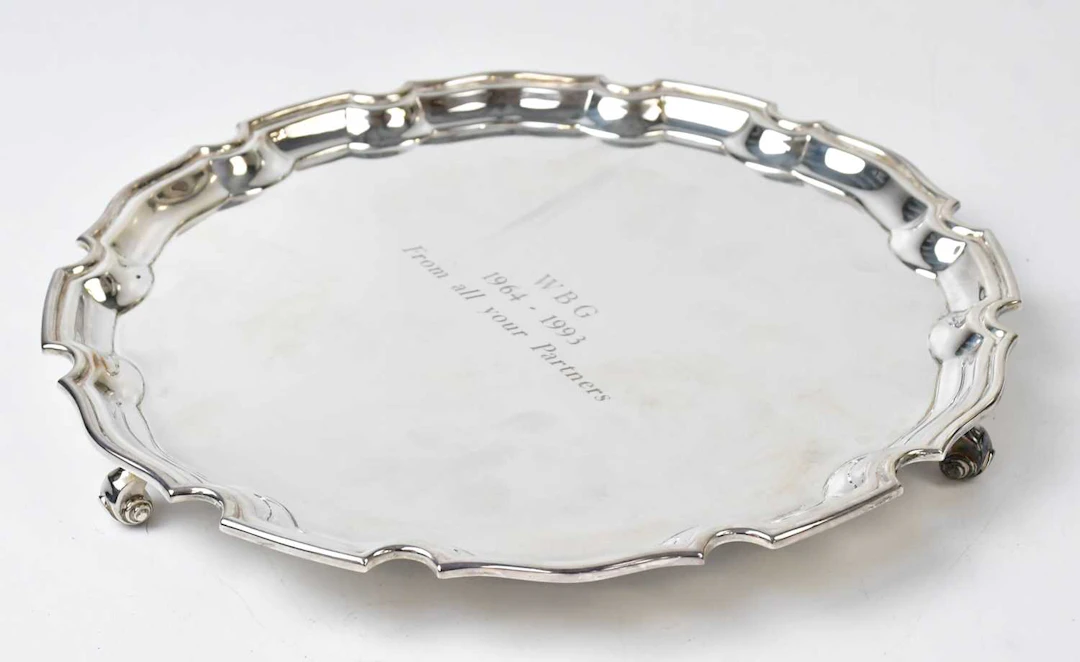 C J VANDER LTD; an Elizabeth II hallmarked silver piecrust salver