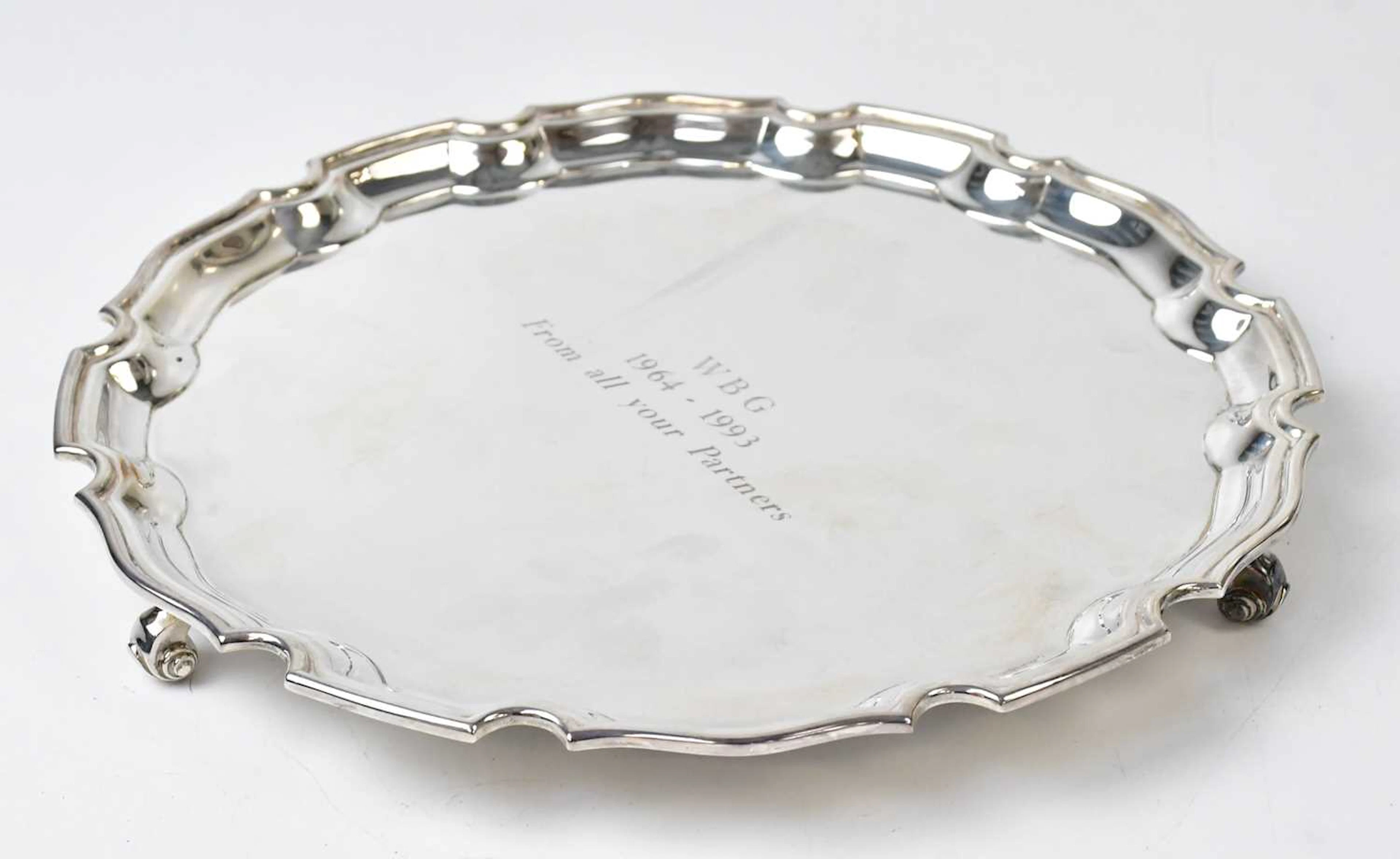 C J VANDER LTD; an Elizabeth II hallmarked silver piecrust salver