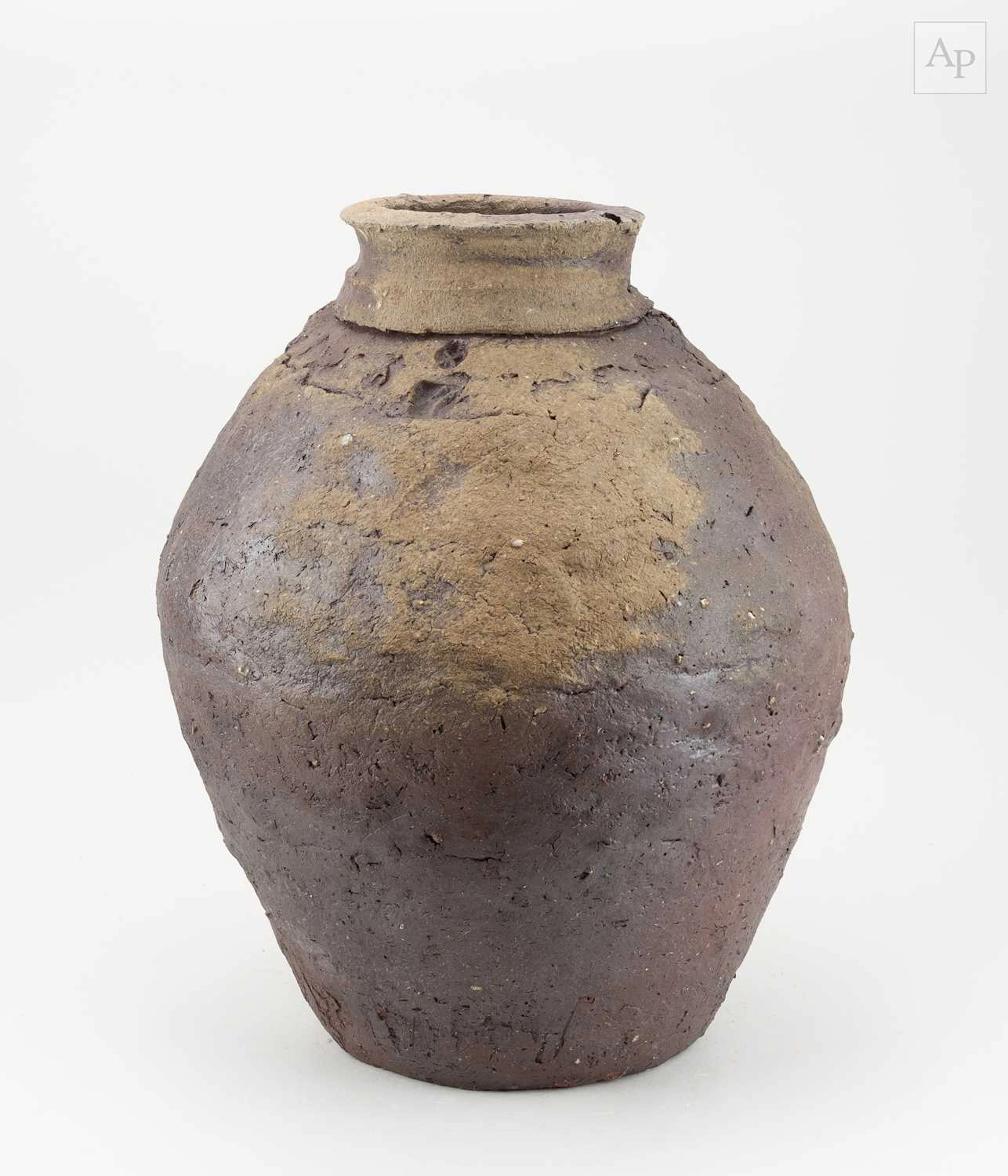 CHARLES BOUND (born 1939); a wood fired stoneware jar covered in ash glaze