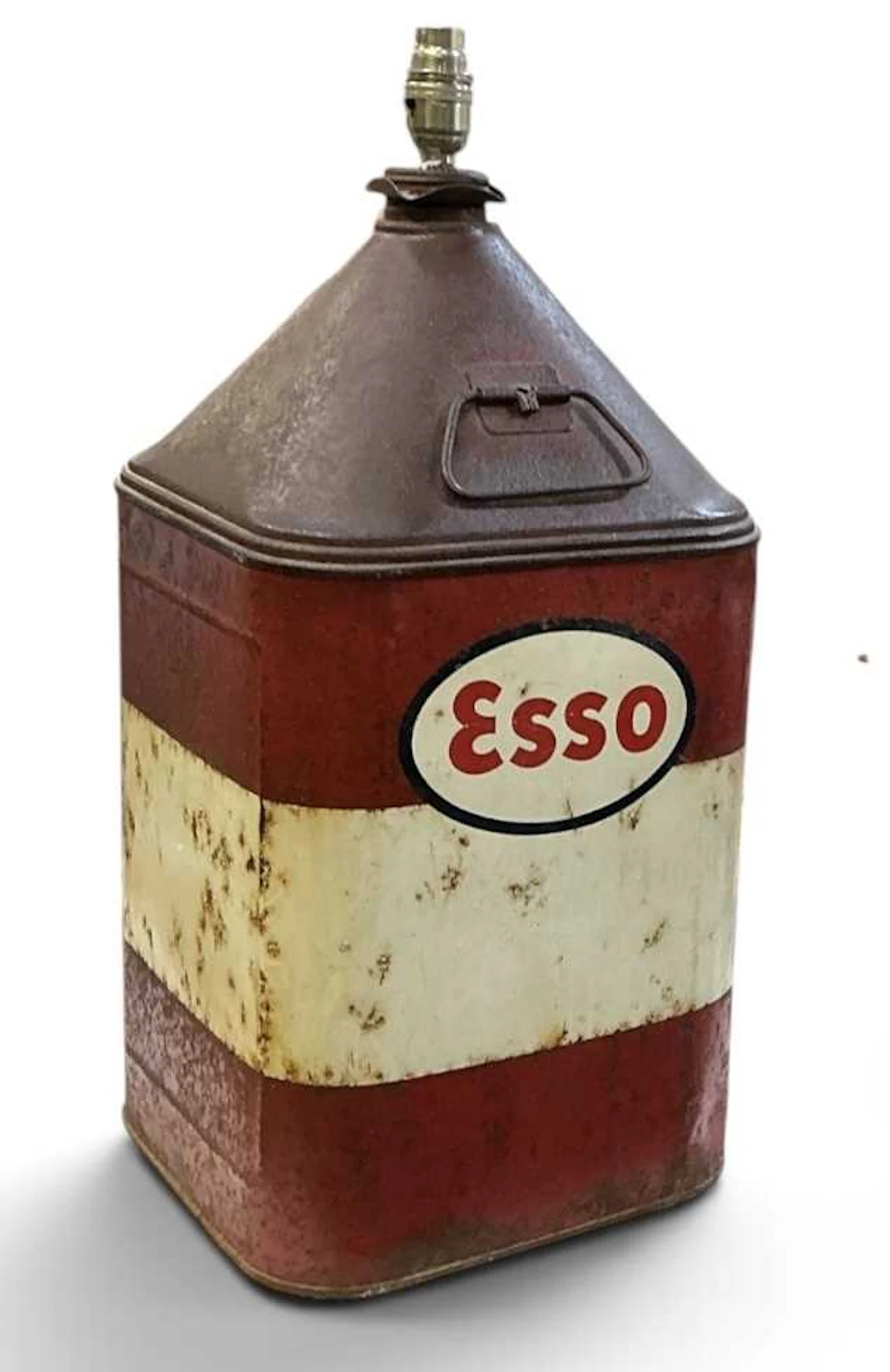 A vintage enamelled advertising 'Esso' oil can converted to a lamp