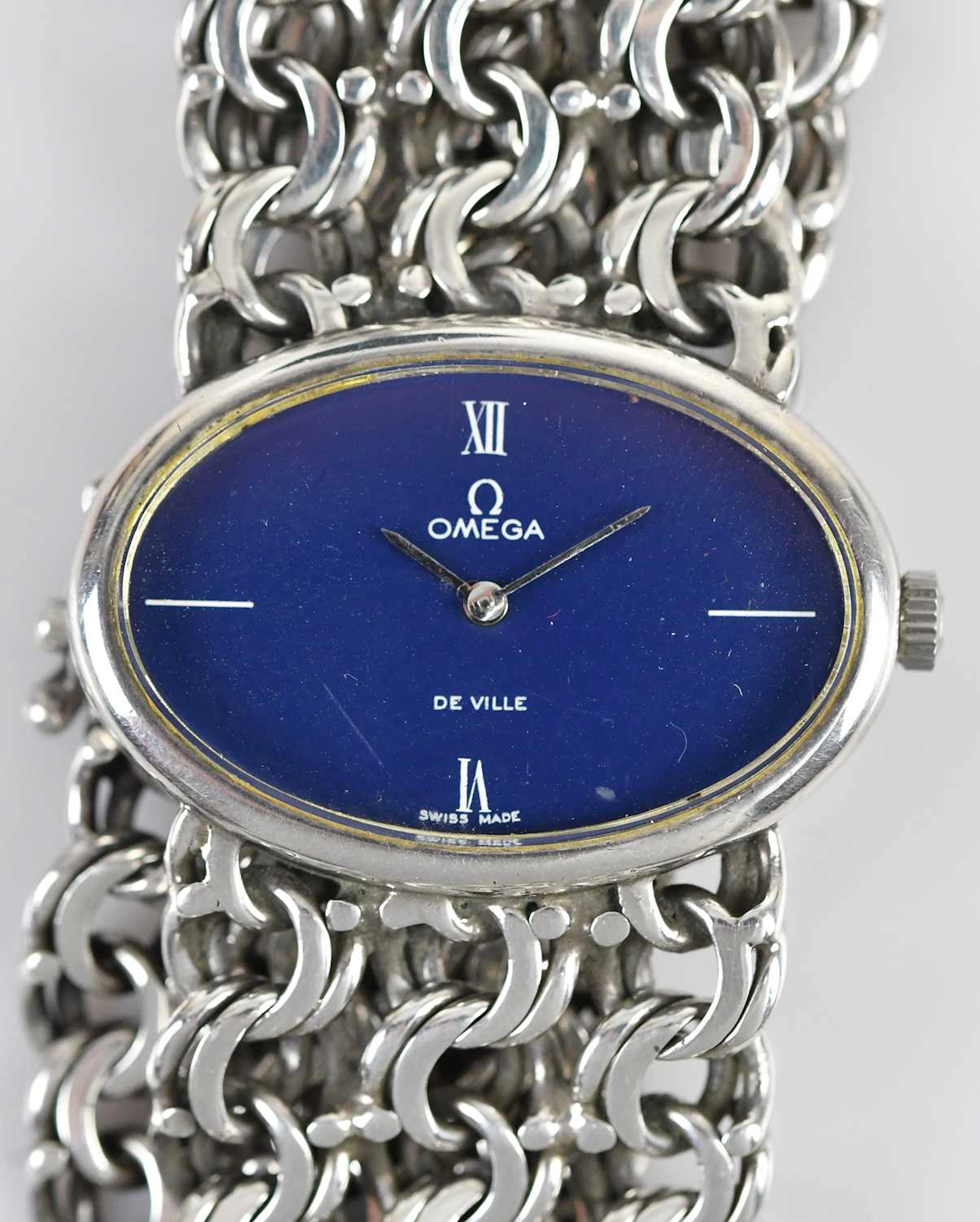 OMEGA; 1970s lady's 925 silver De Ville wristwatch designed by Andrew Grima