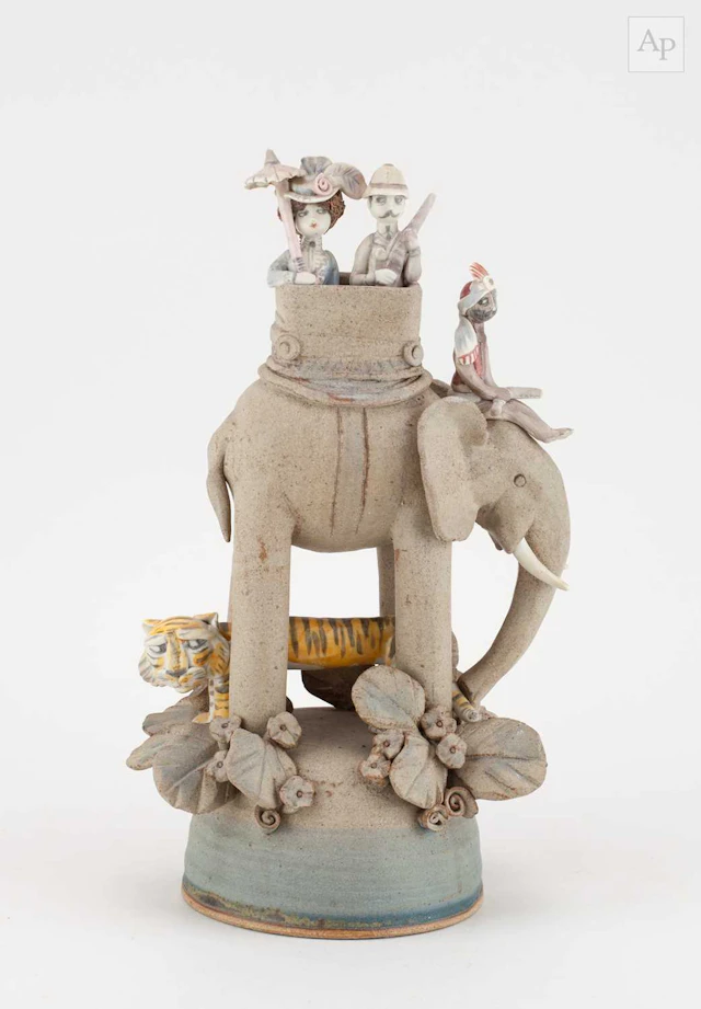 HILARY BROCK (born 1933); a stoneware and porcelain...