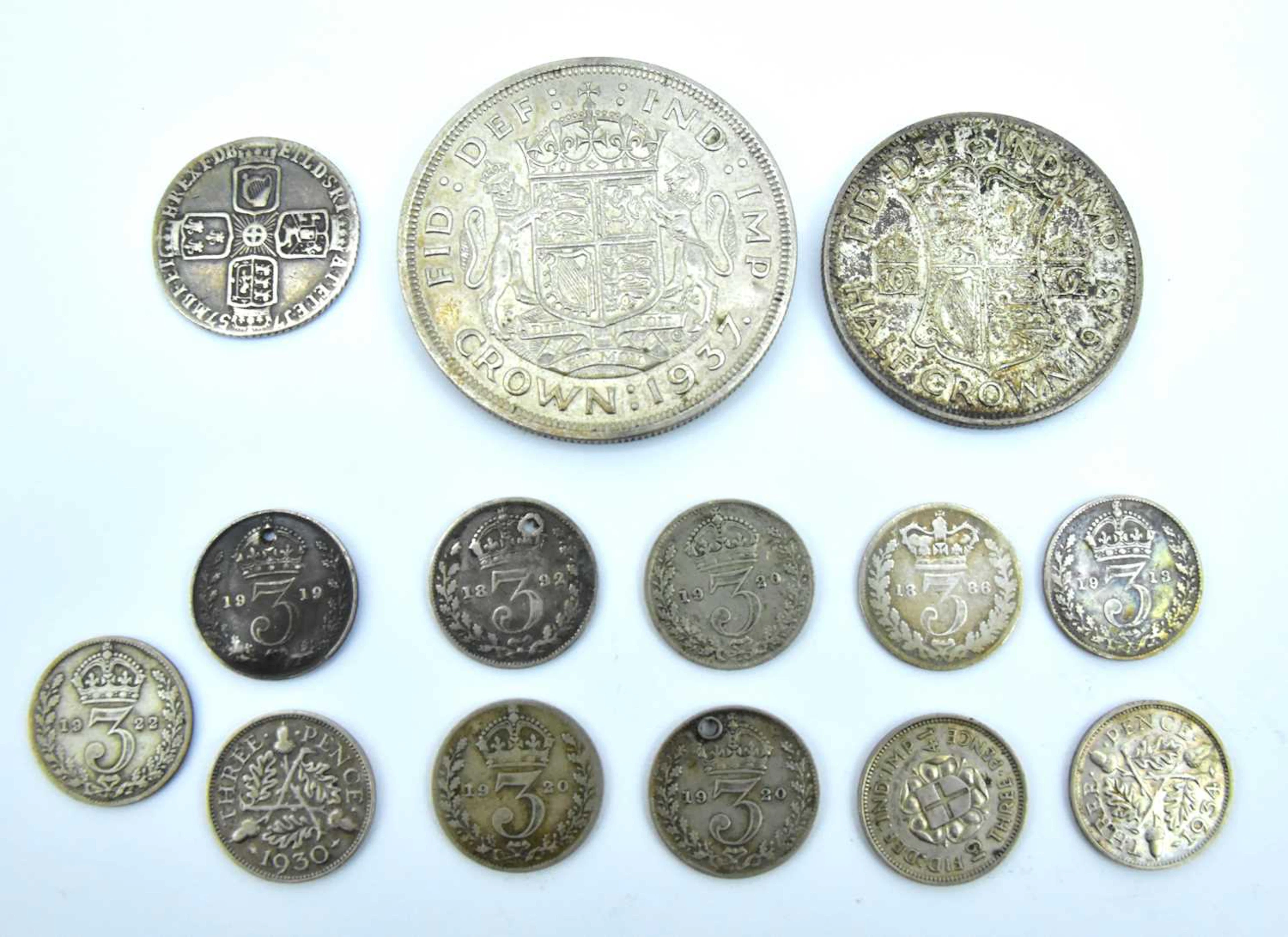 Various coins with silver and half-silver content...