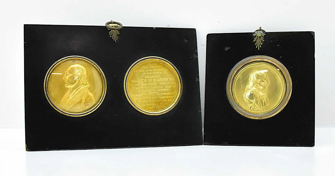 An early 19th century paired gilt metal commemorative...
