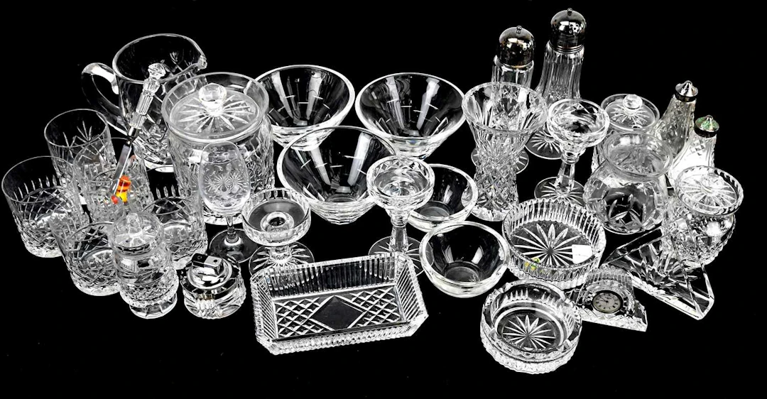 A good collection of assorted cut glass including Dublin crystal lamp