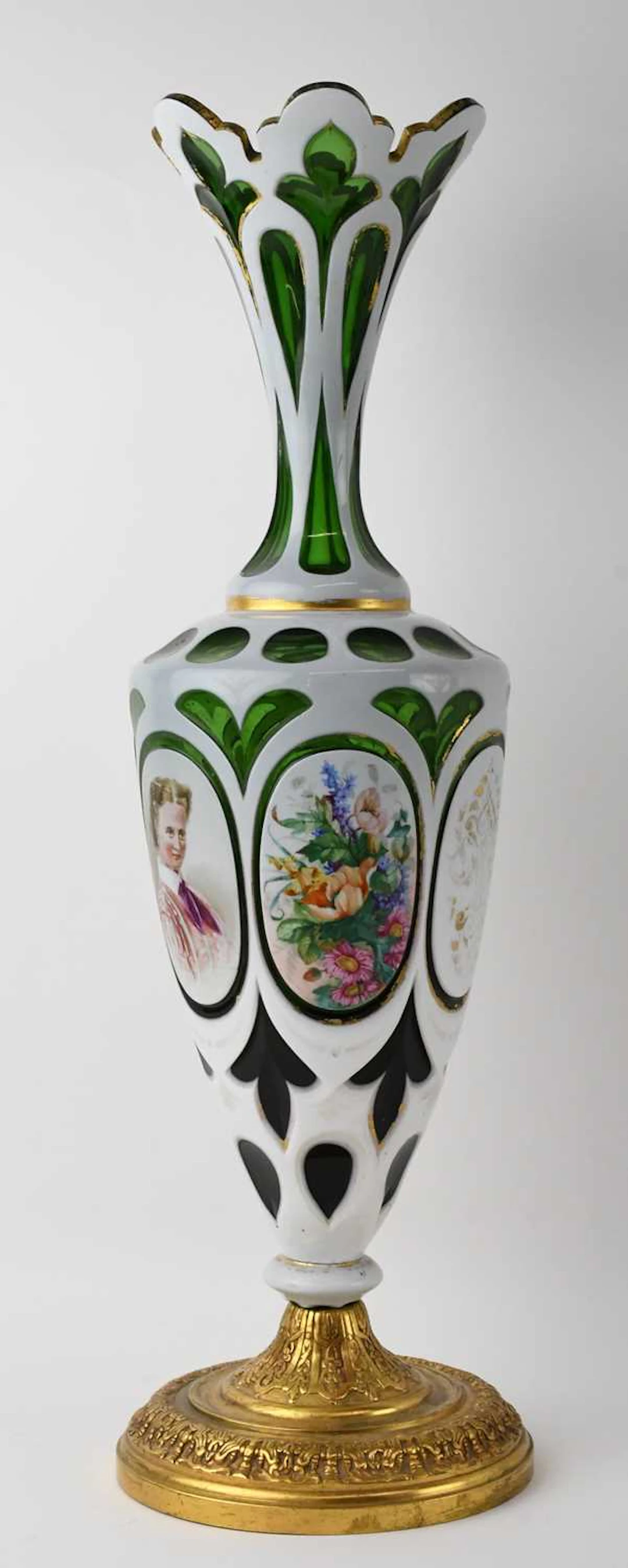 A good 19th century Bohemian green and white overlaid...