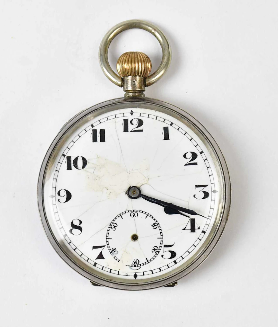 A hallmarked silver open face crown wind pocket watch