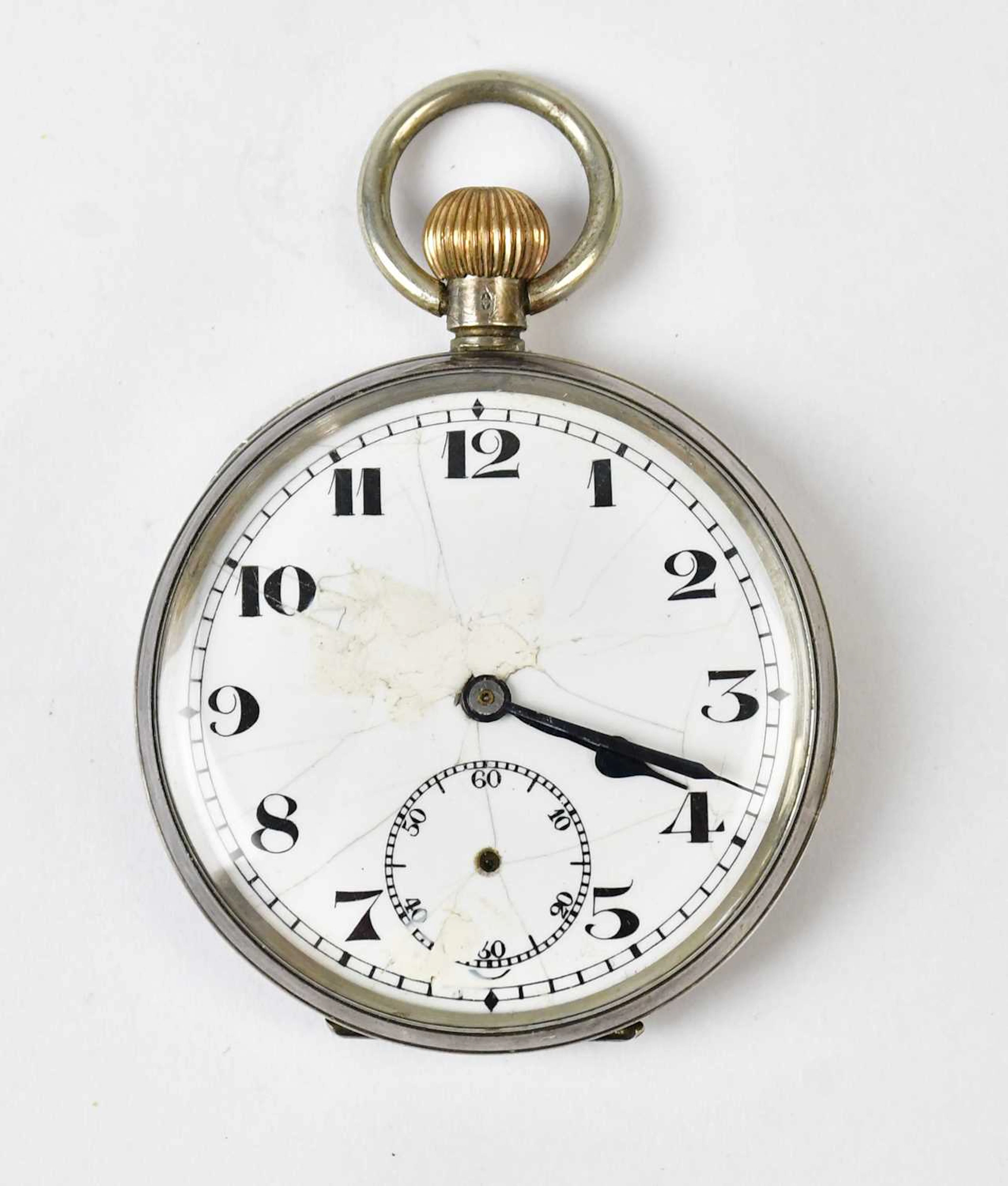 A hallmarked silver open face crown wind pocket watch