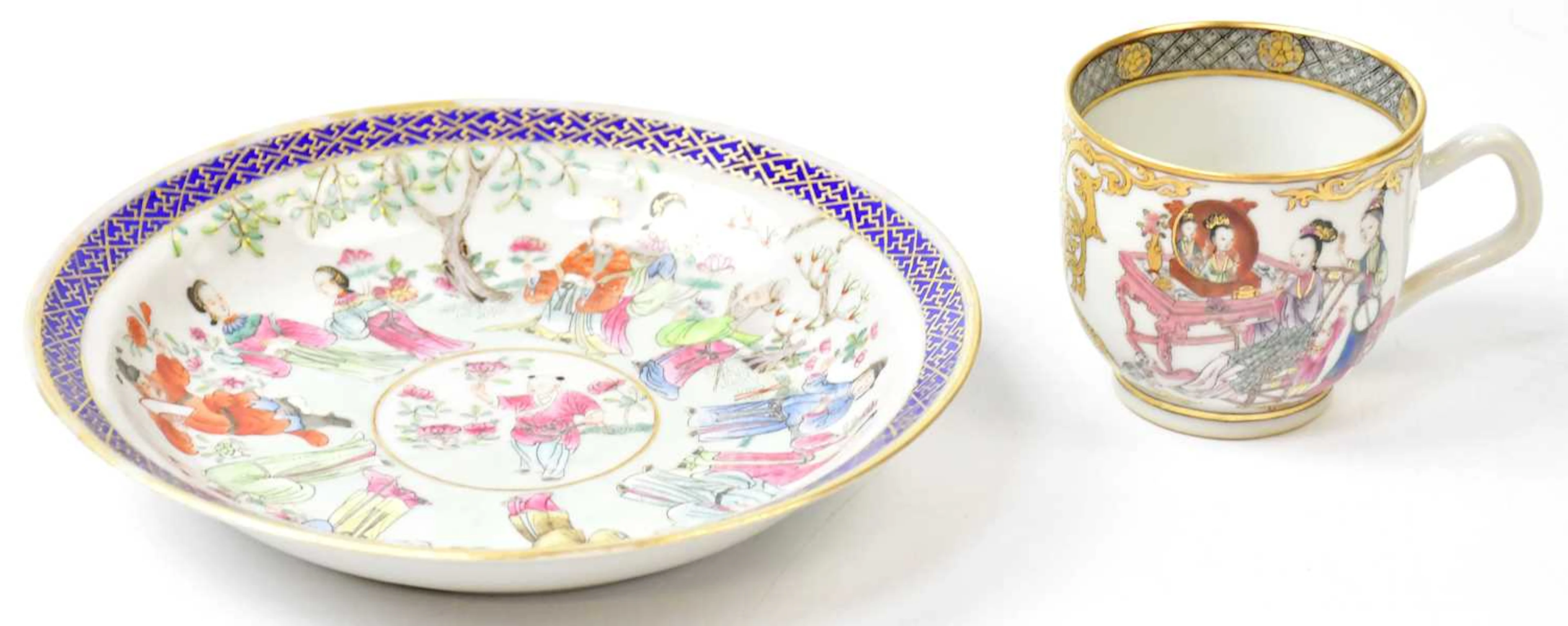 A 19th century Chinese famille rose matched teacup and saucer