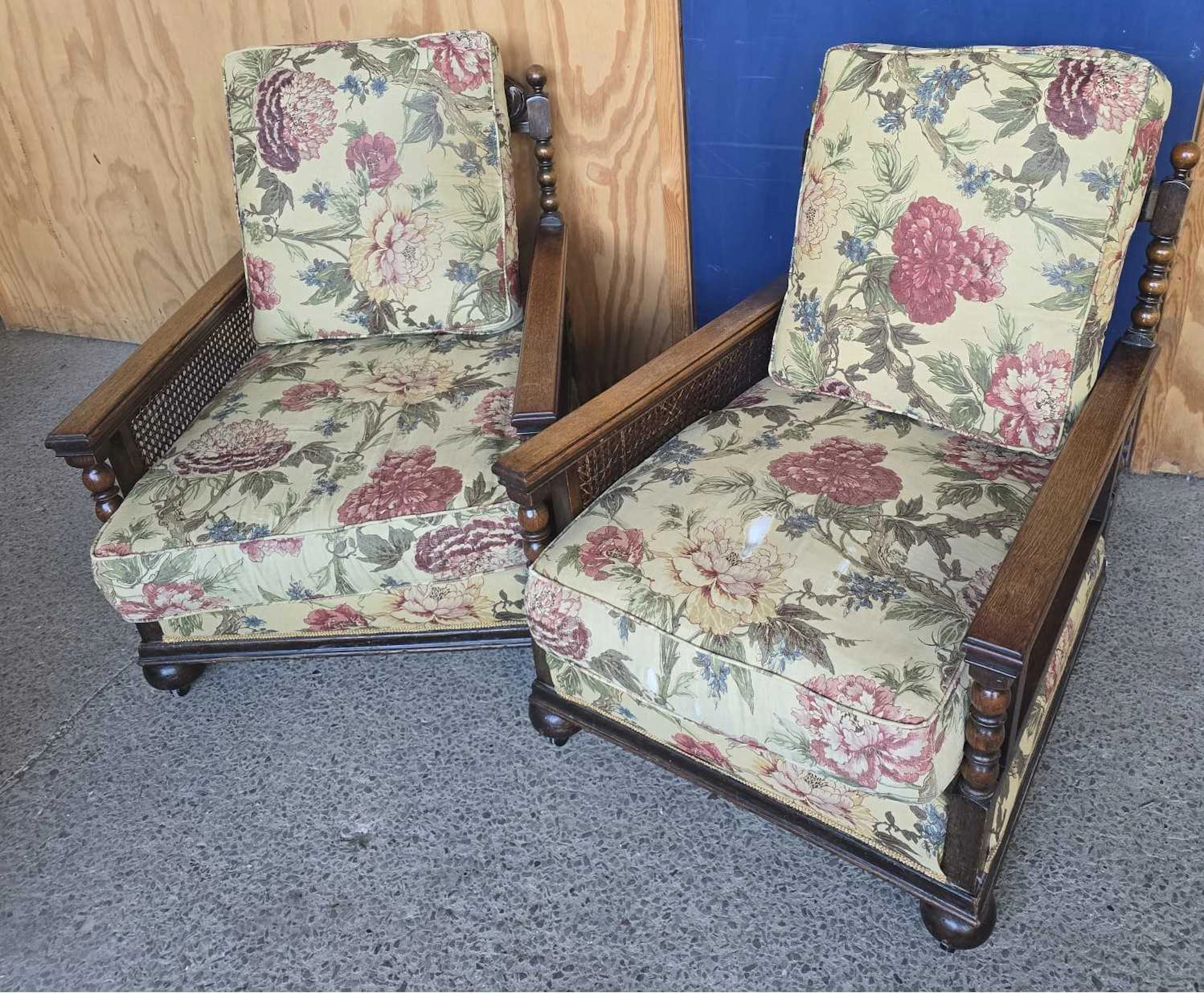 Two 19th century bergère armchairs