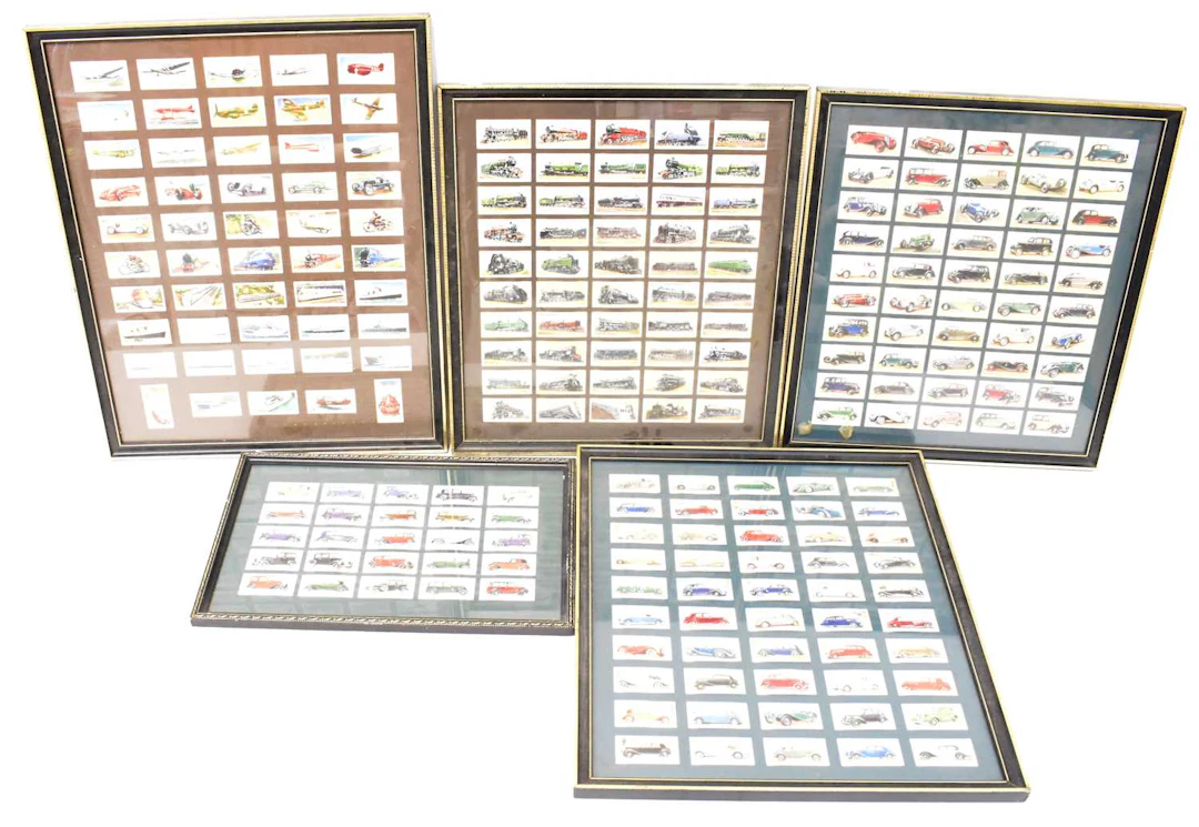 Five collections of cigarette cards relating to vehicles
