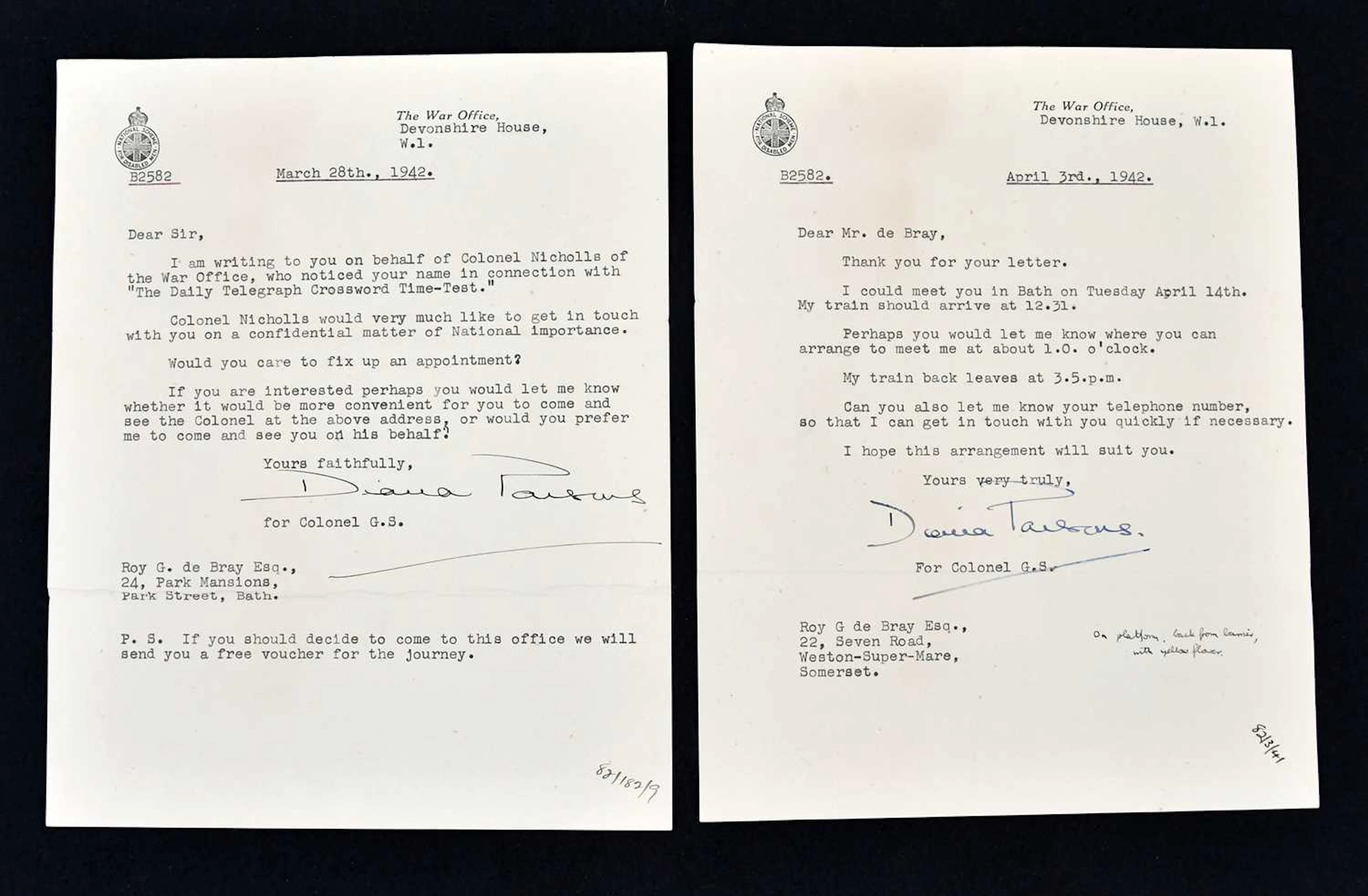 CODE BREAKERS; two letters relating to ‘The Daily...