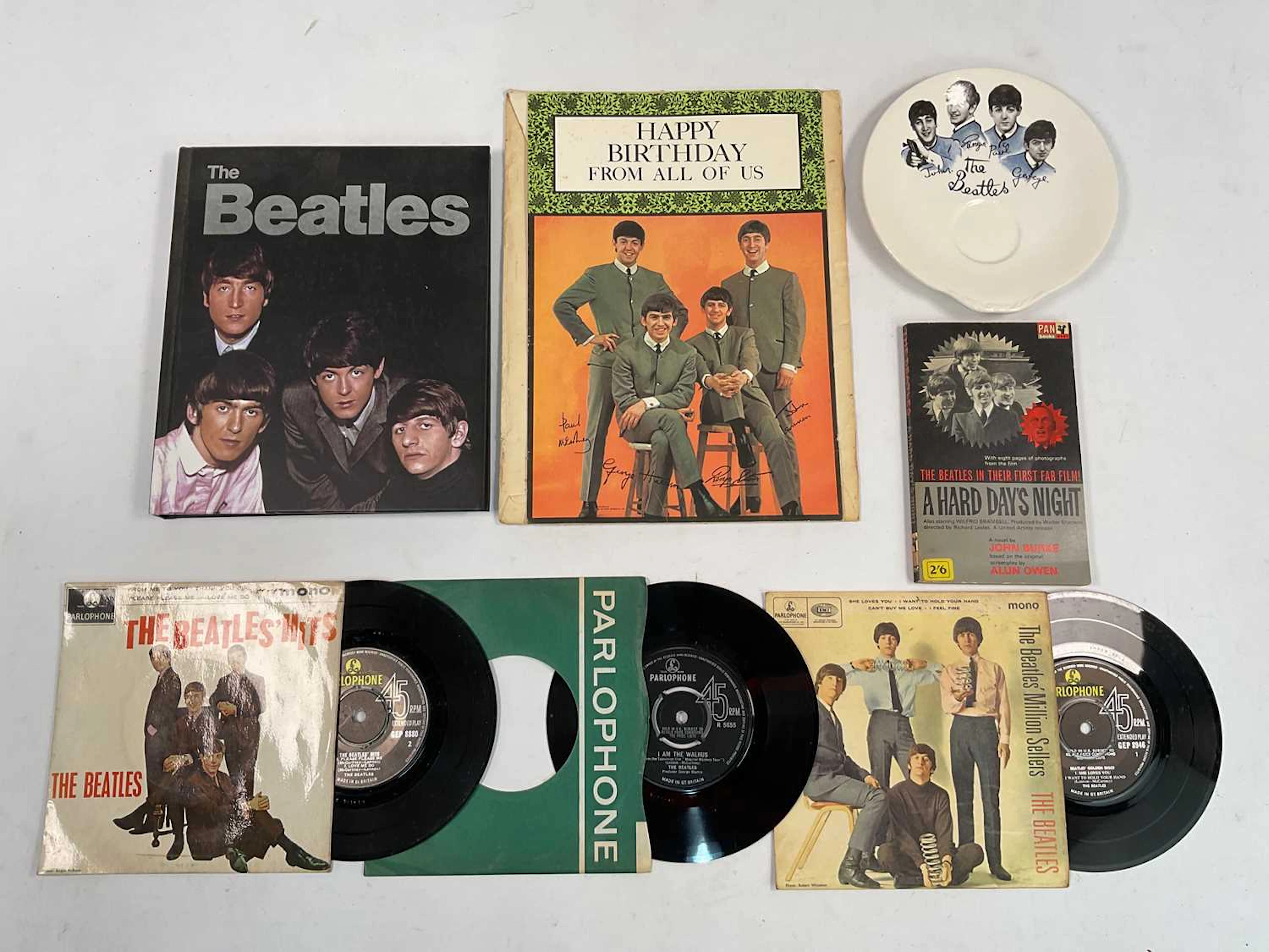 THE BEATLES; a quantity of memorabilia comprising 'A Hard Day's Night' paperback