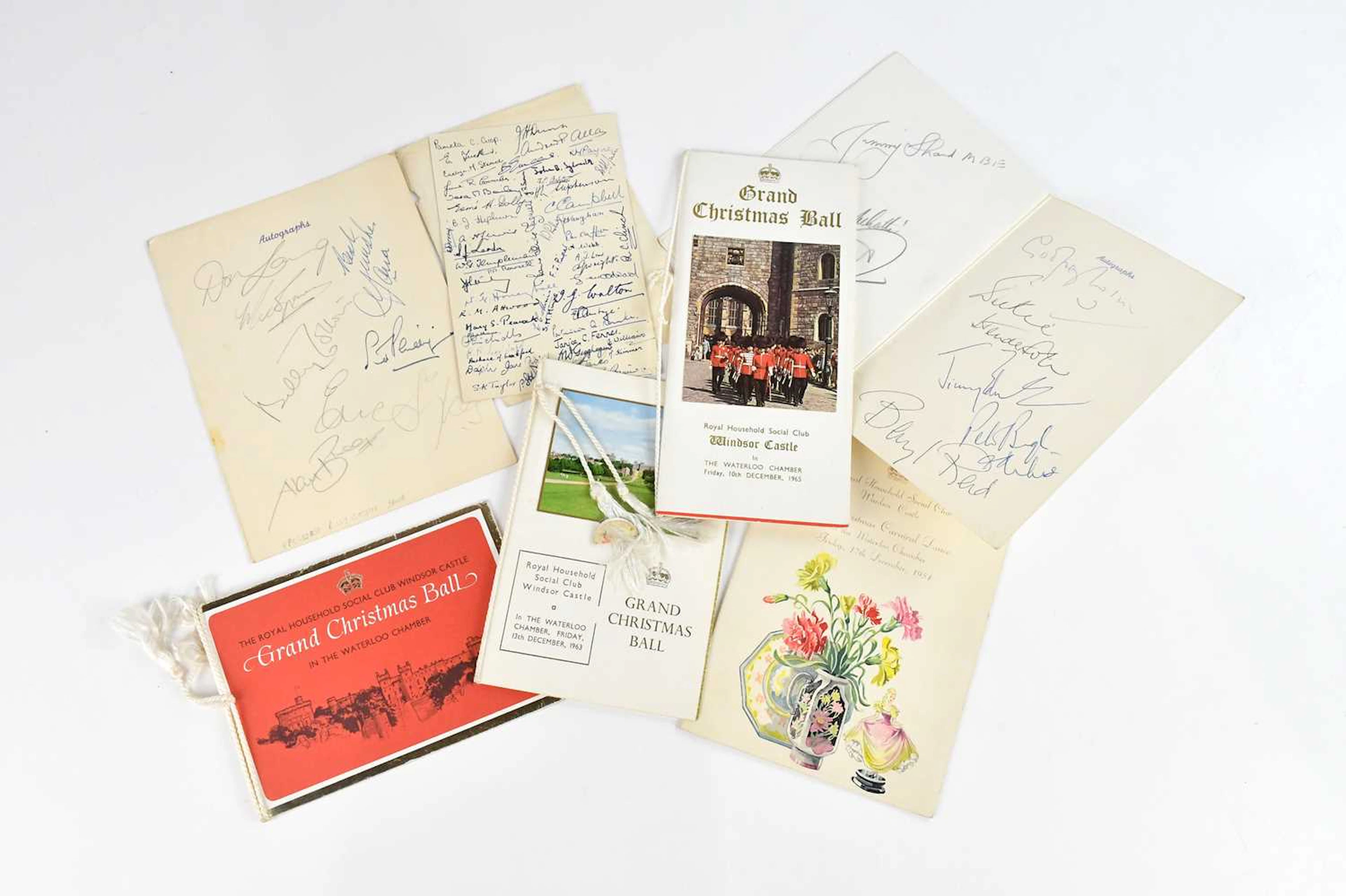ROYALTY; a collection of five signed menus for various...
