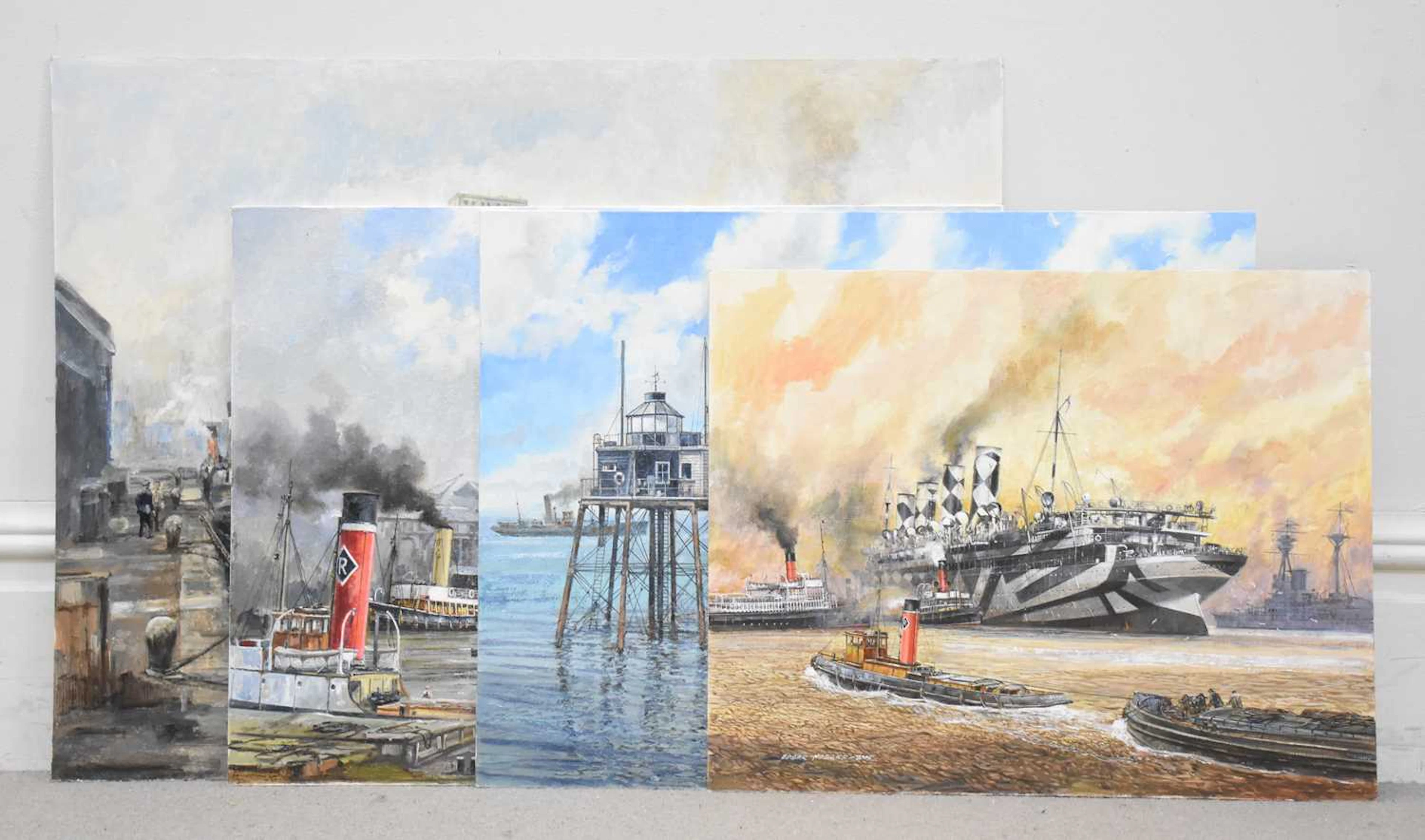 EDGAR HODGES (1928-2025); four oils on board