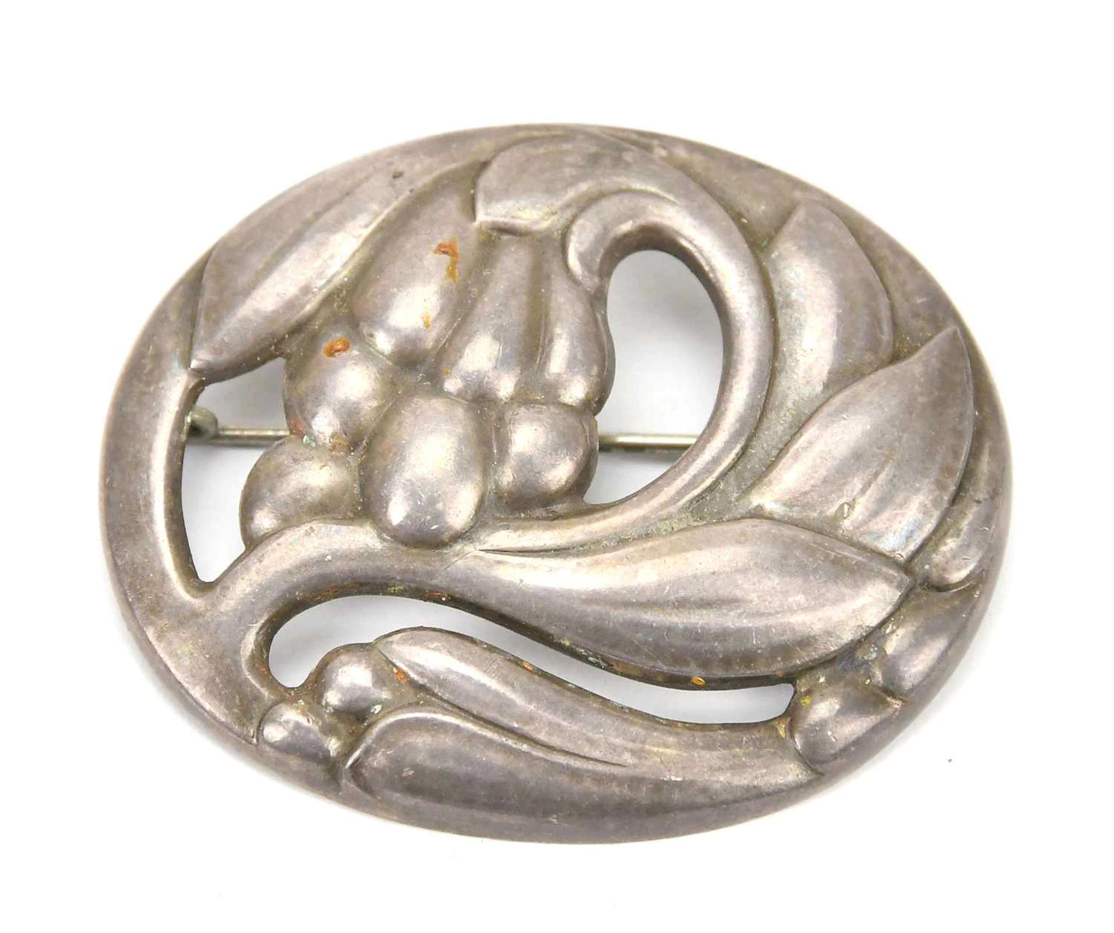 GEORG JENSEN; a sterling silver design 65 fruit and leaf brooch