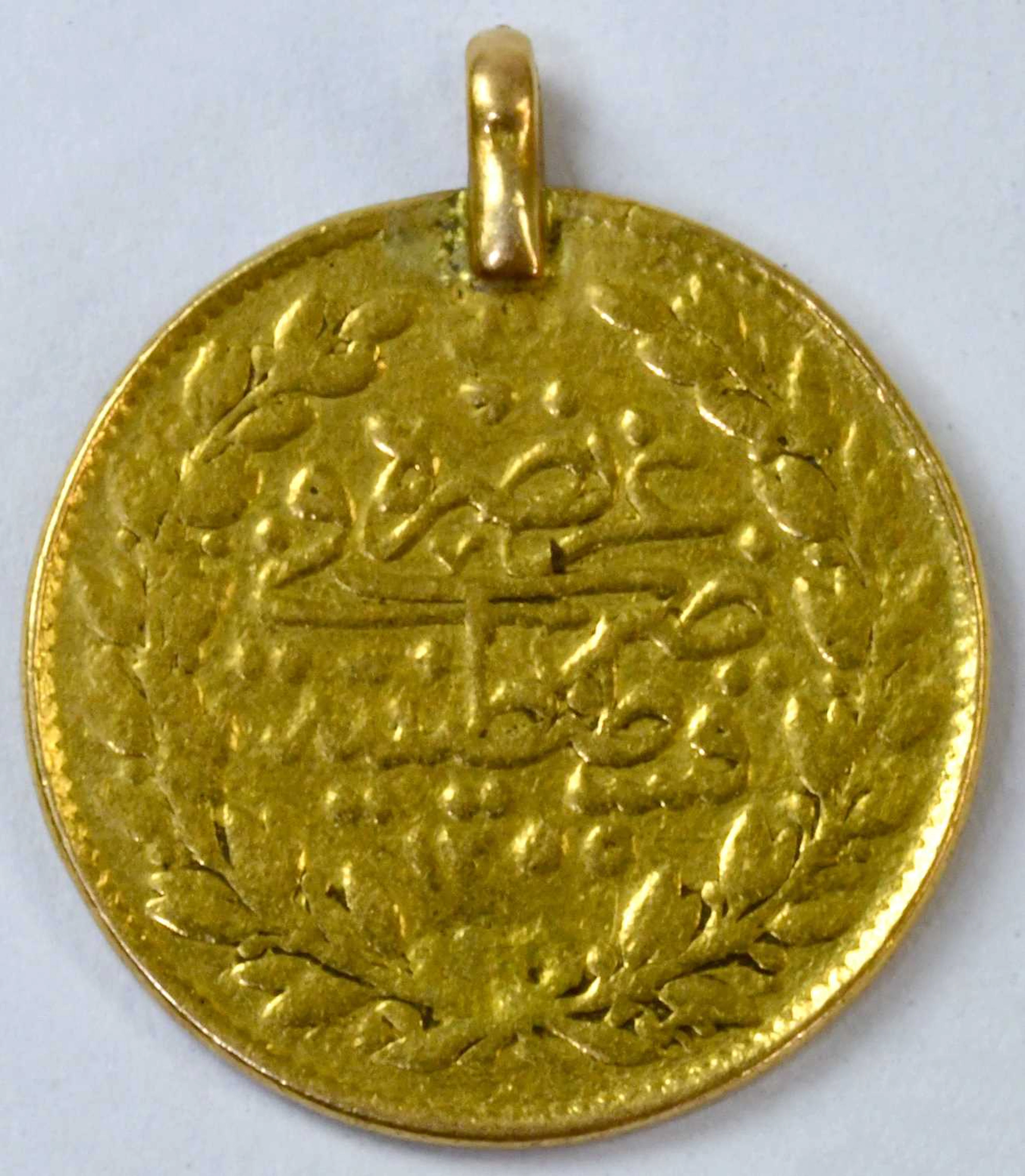 A Turkish 50 kurush gold coin with pendant mount
