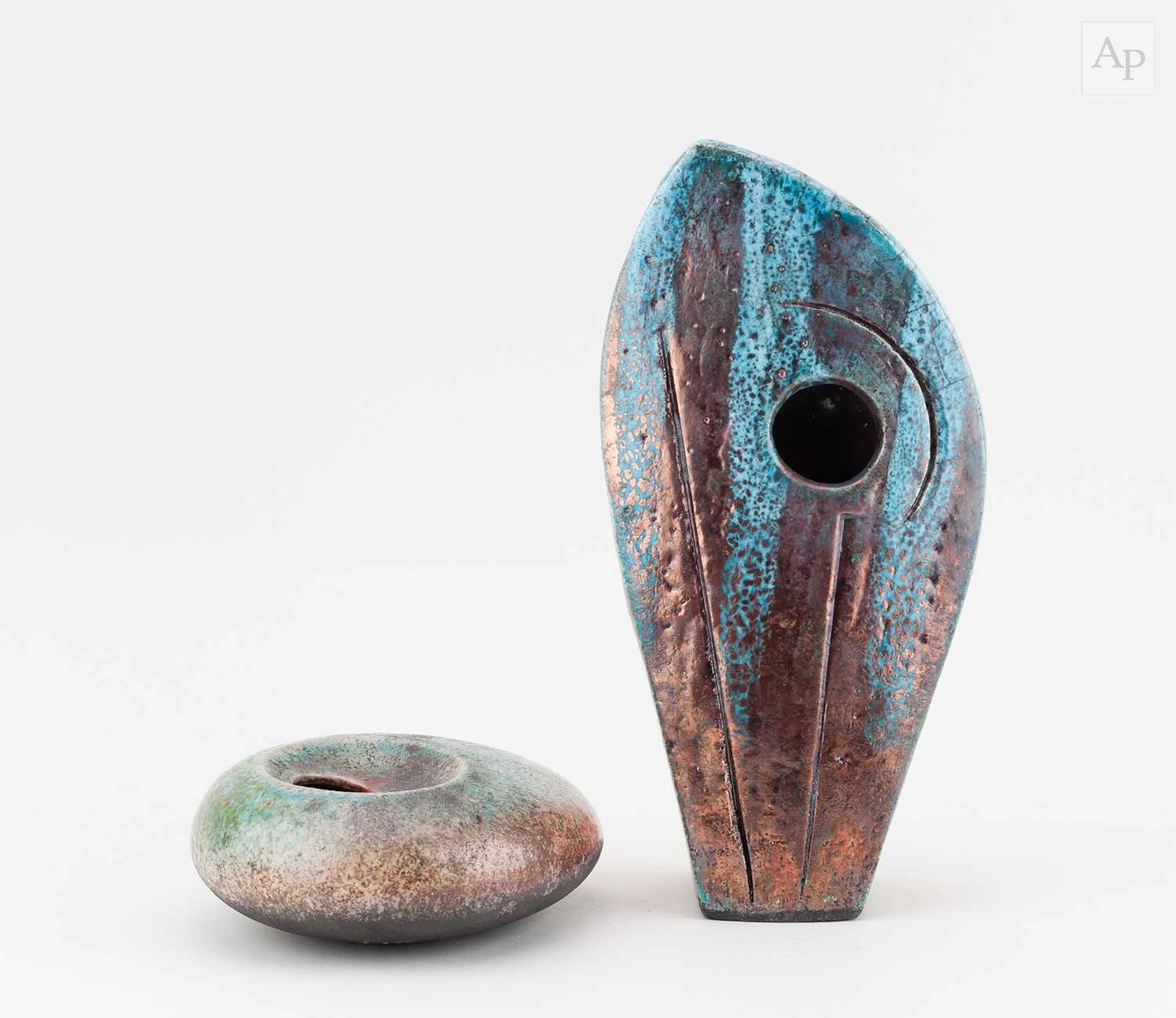 SHAUN HALL (born 1971); a raku sculptural form partially...