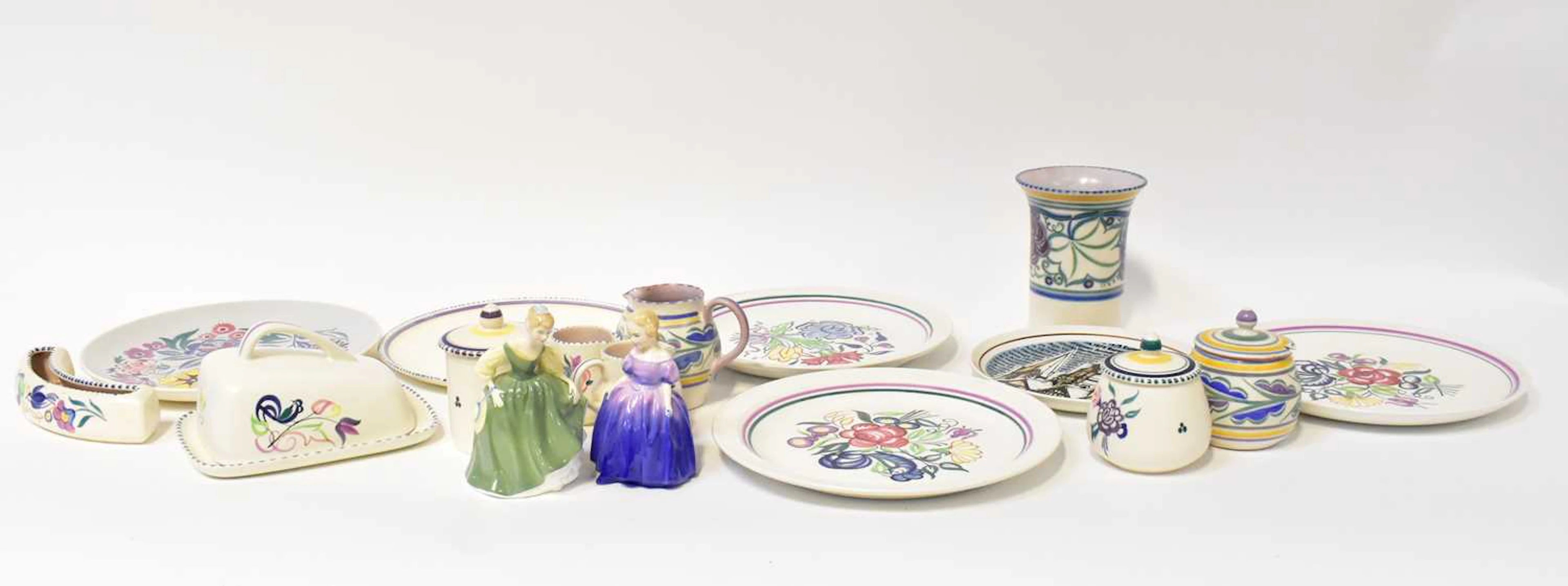 A group of Poole Pottery items including a vase