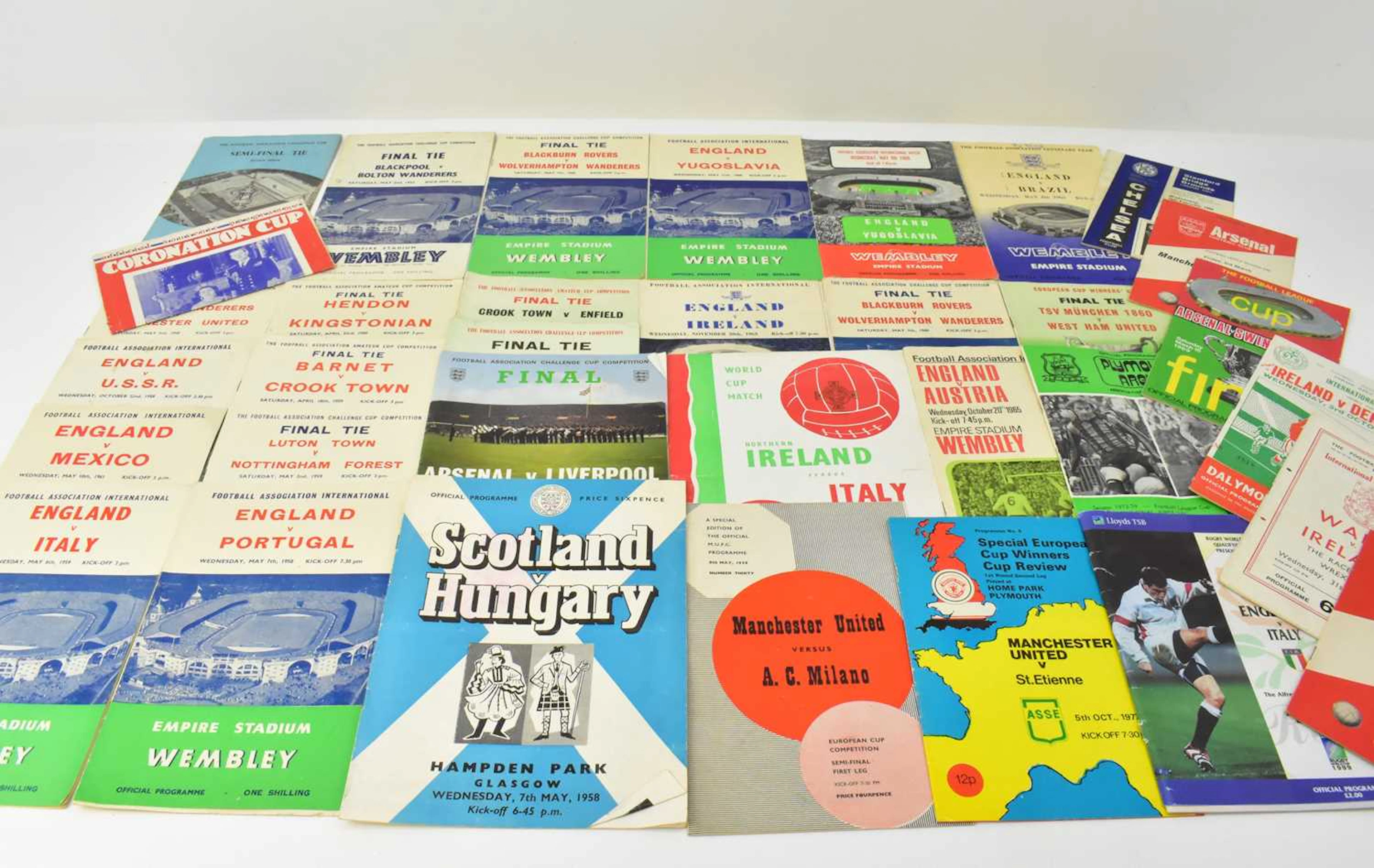 A collection of football programmes from the 1950s