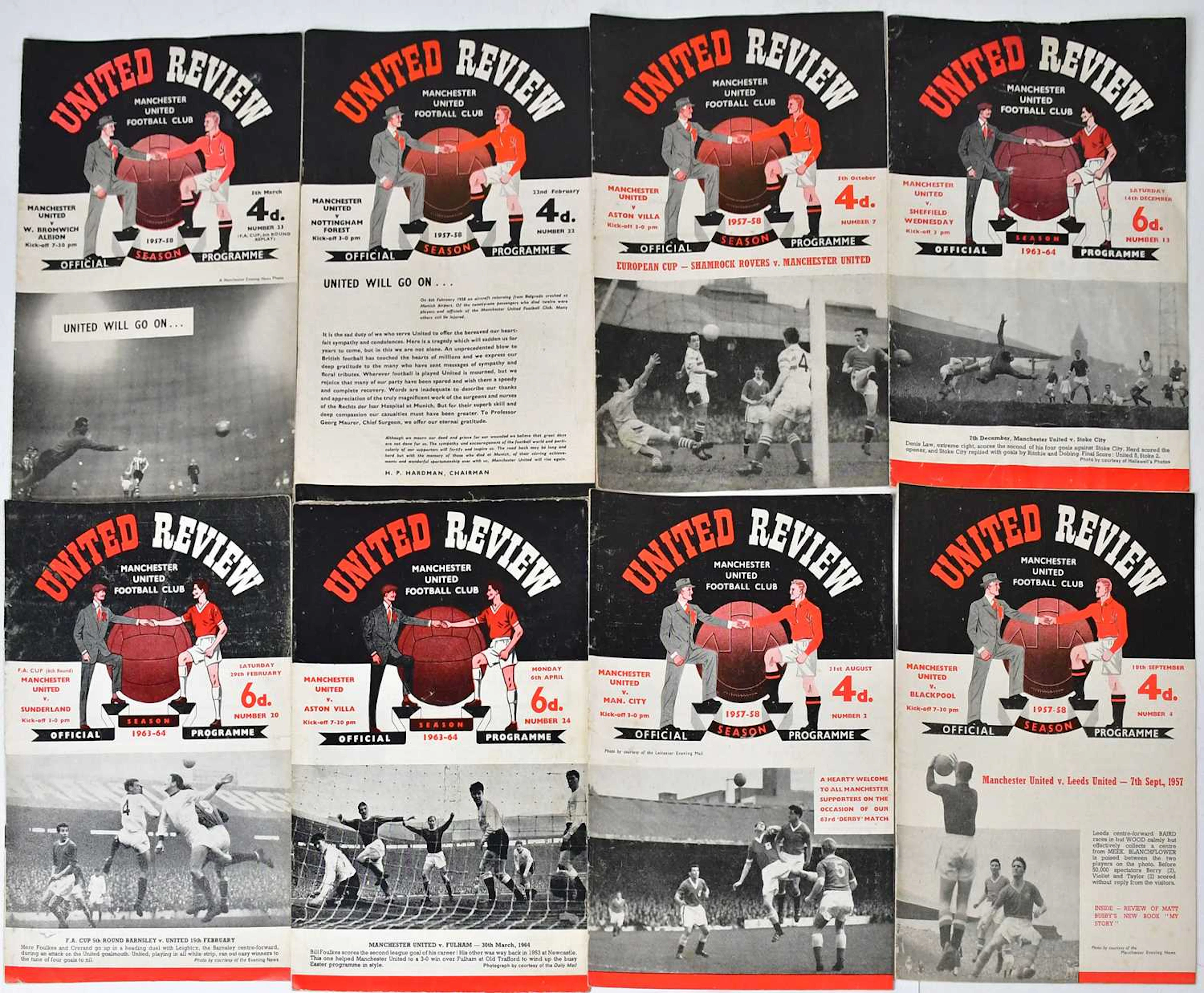 MANCHESTER UNITED; a group of Manchester United Review programmes from 1956-1966