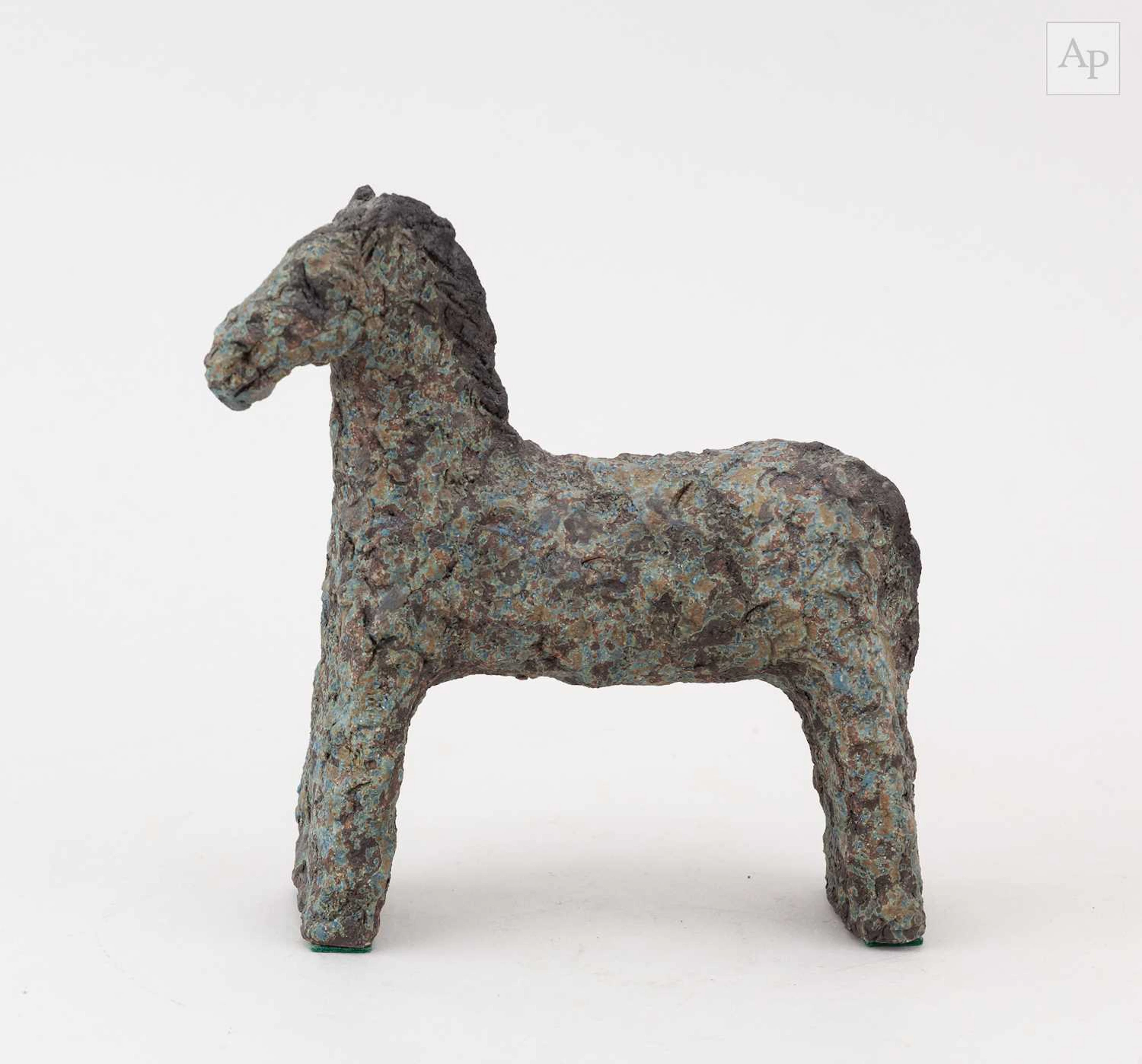 TRICIA HARRISON; a small stoneware sculpture of a horse...