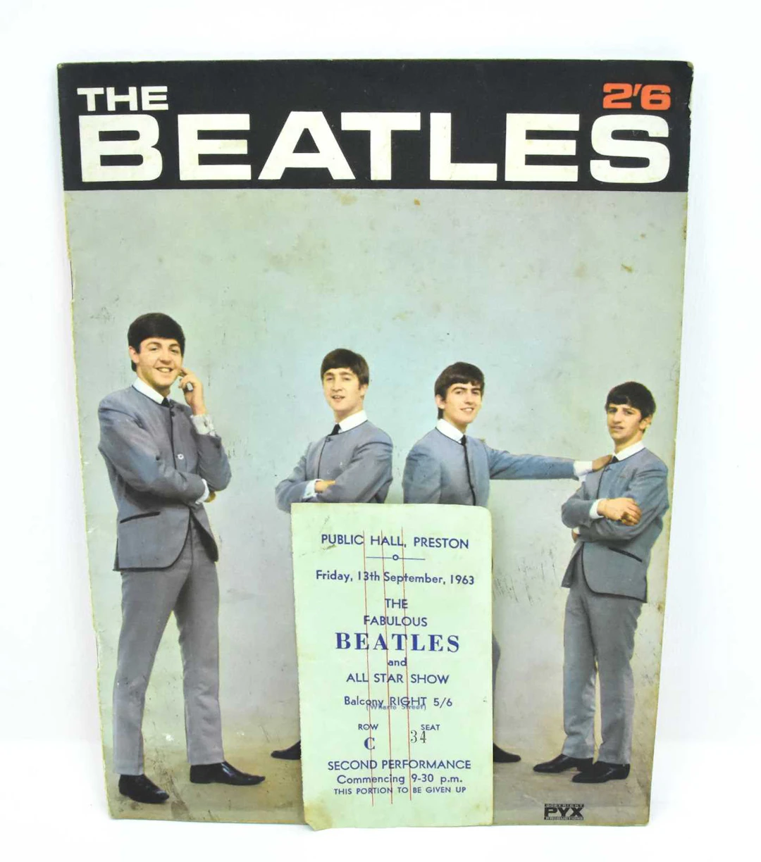 THE BEATLES; an original concert ticket for Preston Public Hall