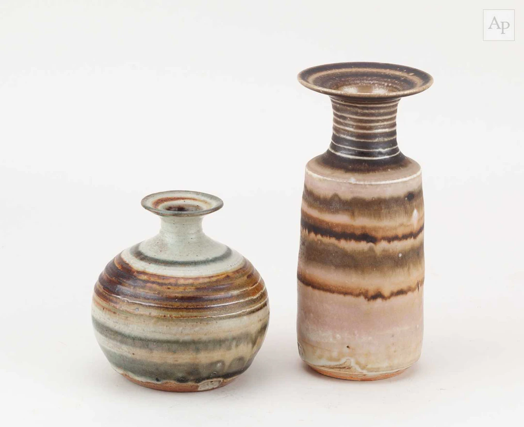 MARY RICH (1940-2022); a porcelain bottle with banded decoration