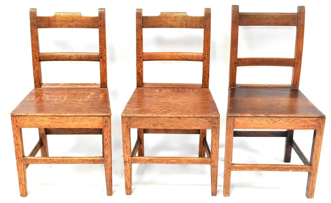 Six Georgian oak provincial dining chairs